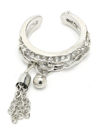 Scintillare by Sukkhi Dramatic Rhodium Plated Silver Solitaire American Diamonds Studded Finger Ring for Women & Girls | Valentine Gifts Collection|LR106715