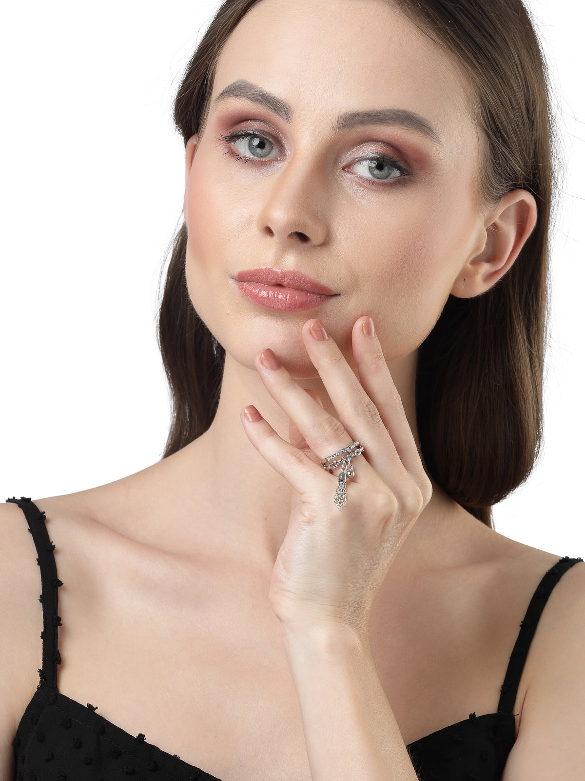 Scintillare by Sukkhi Lavish American Diamond Studded with Heart Shaped King Queen Finger Rings for Women & Girls | Valentine Day Gifts Collection|LR106716