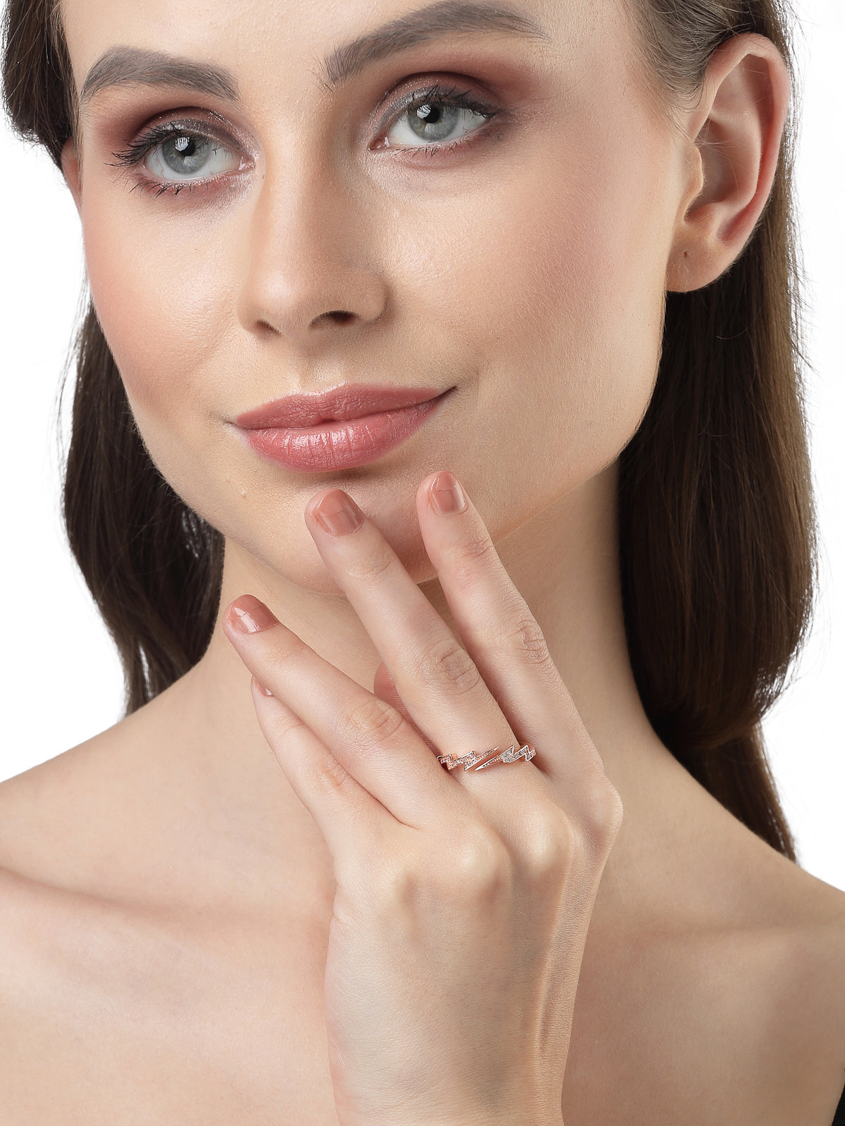 Scintillare by Sukkhi Decorative Rose Gold Plated Crystals Stones Studded Adjustable Finger Rings for Women & Girls | Valentine Gifts Collection|LR106712