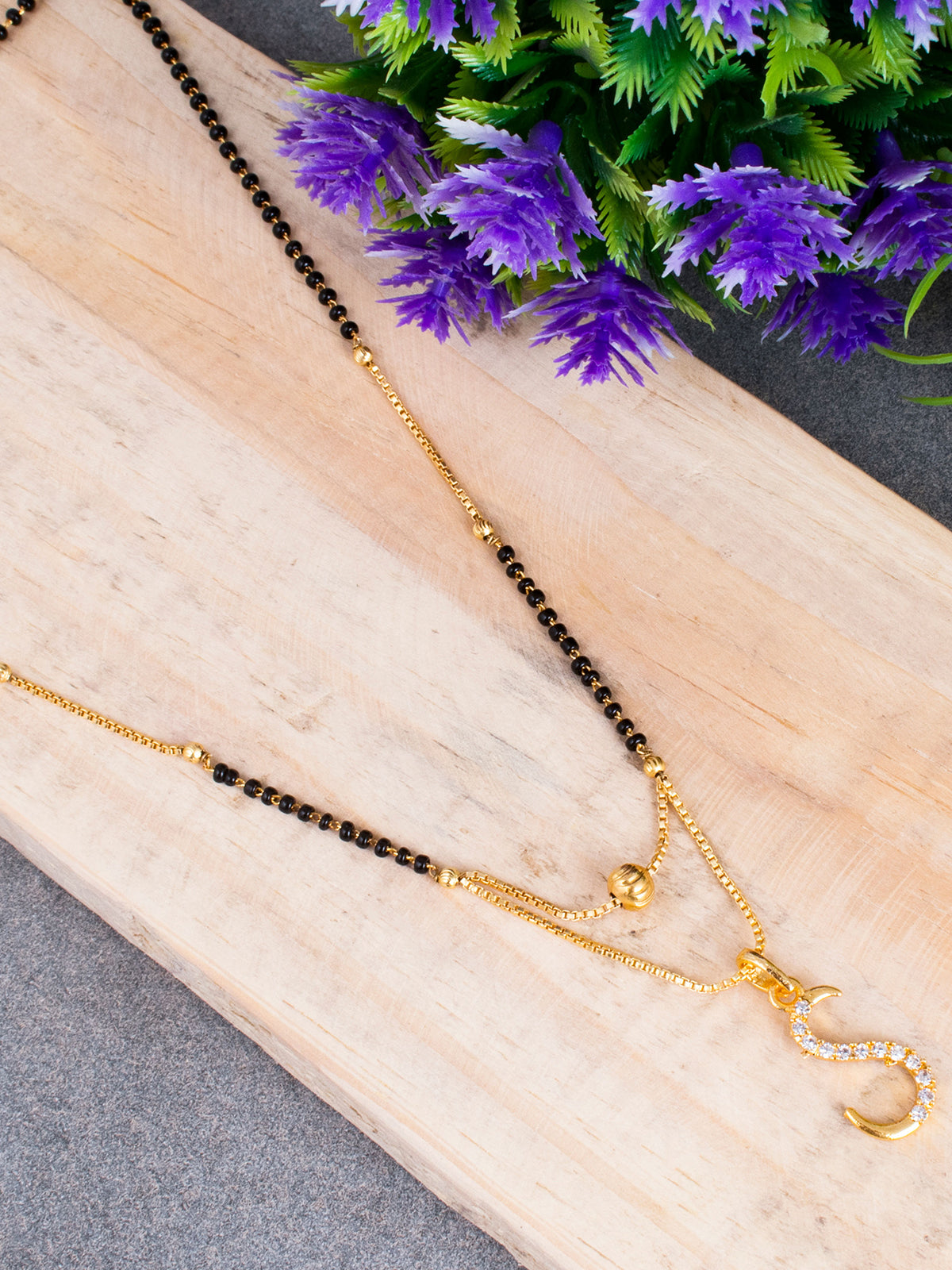 Sukkhi Glimmery Gold Plated Letter "S" Mangalsutra for Women M101043