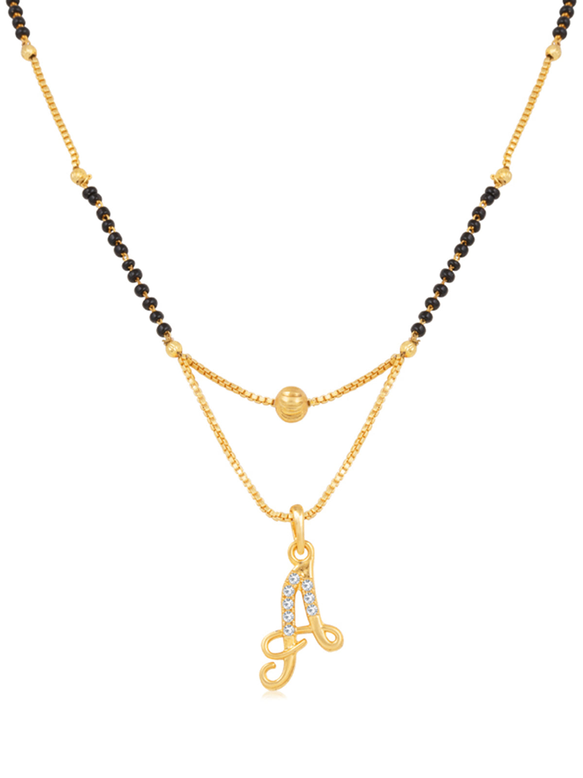 Sukkhi Glitzy Gold Plated Letter "A" Mangalsutra for Women M101048