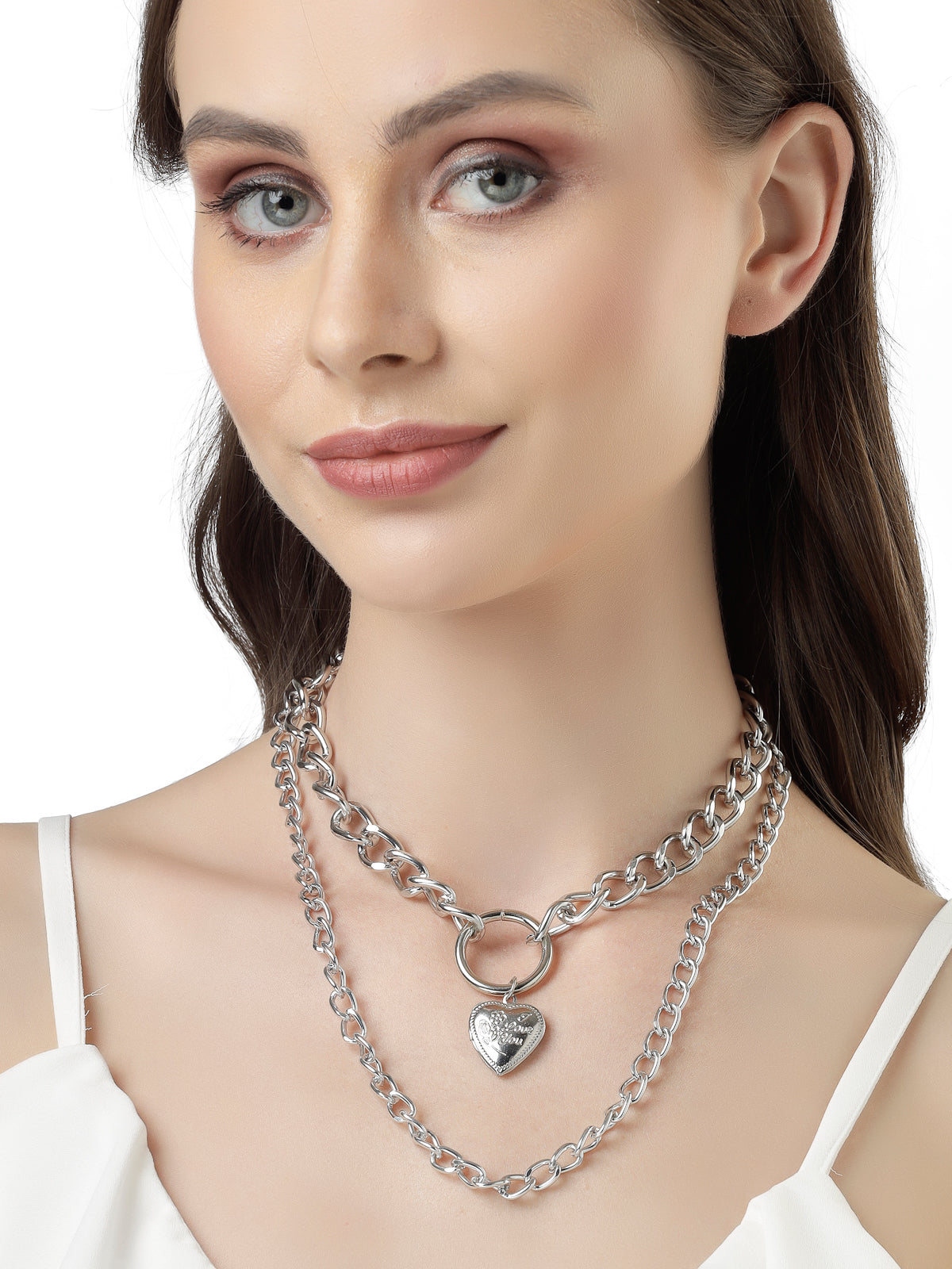 Scintillare by Sukkhi Iconic Fashionable Heart Rhodium Plated Silver Pendant Necklace for Women & Girls |Birthday Gift for girls & women Anniversary Gift for Wife|Valentine Day Gifts|N106582