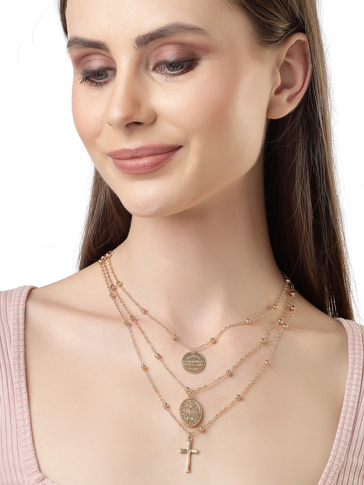 Scintillare by Sukkhi Delightful Stylish 3 Layered Gold Plated Contemporary Pendant Necklace for Women & Girls |Birthday Gift for Girls And Women Anniversary Gift for Wife| Gifts Collection|N106586
