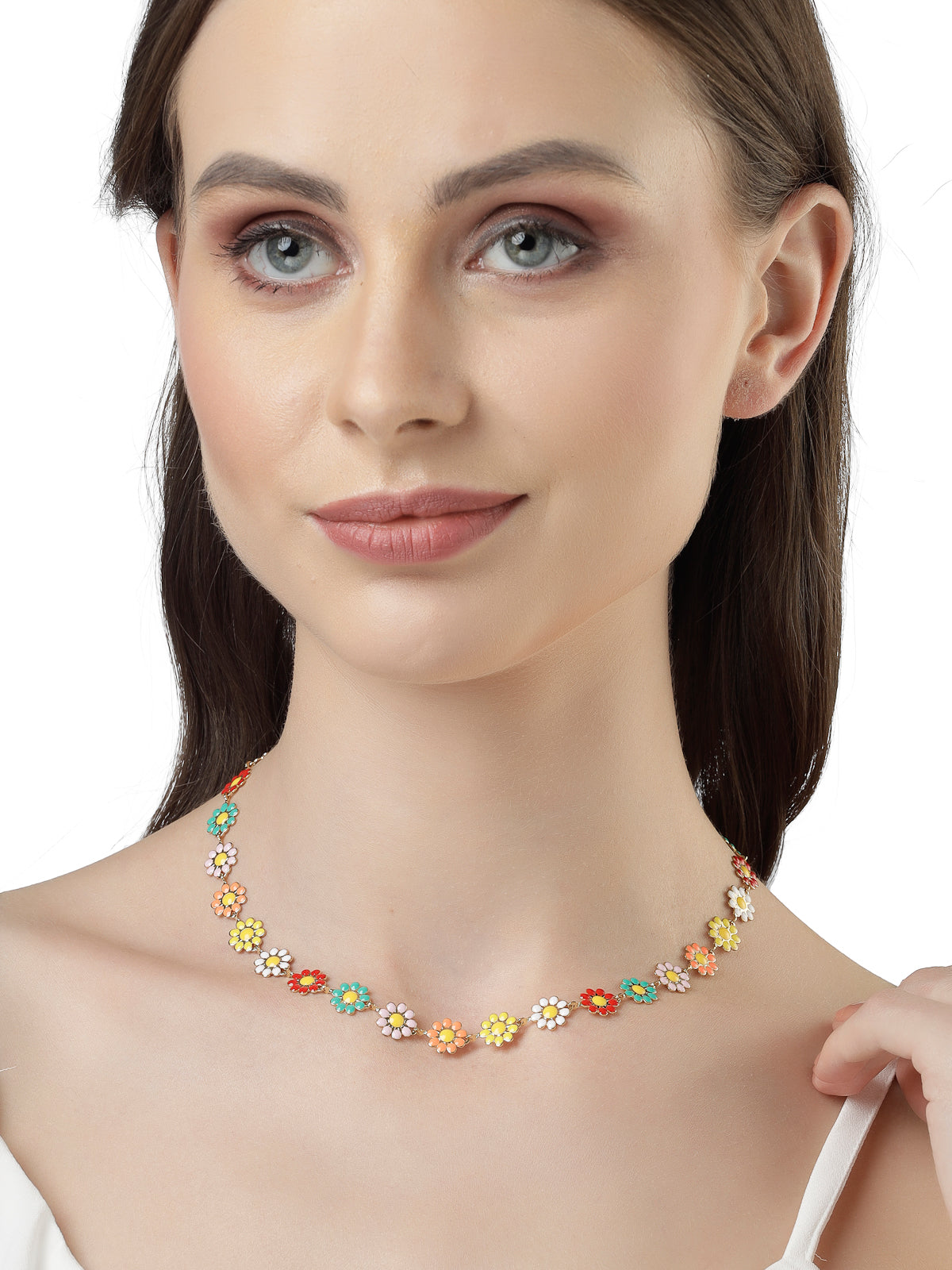 Scintillare by Sukkhi Charming Multicolor Floral Gold Plated Contemporary Choker Necklace for Women & Girls |Birthday Gift for Girls And Women Anniversary Gift for Wife| Gifts Collection|N106587