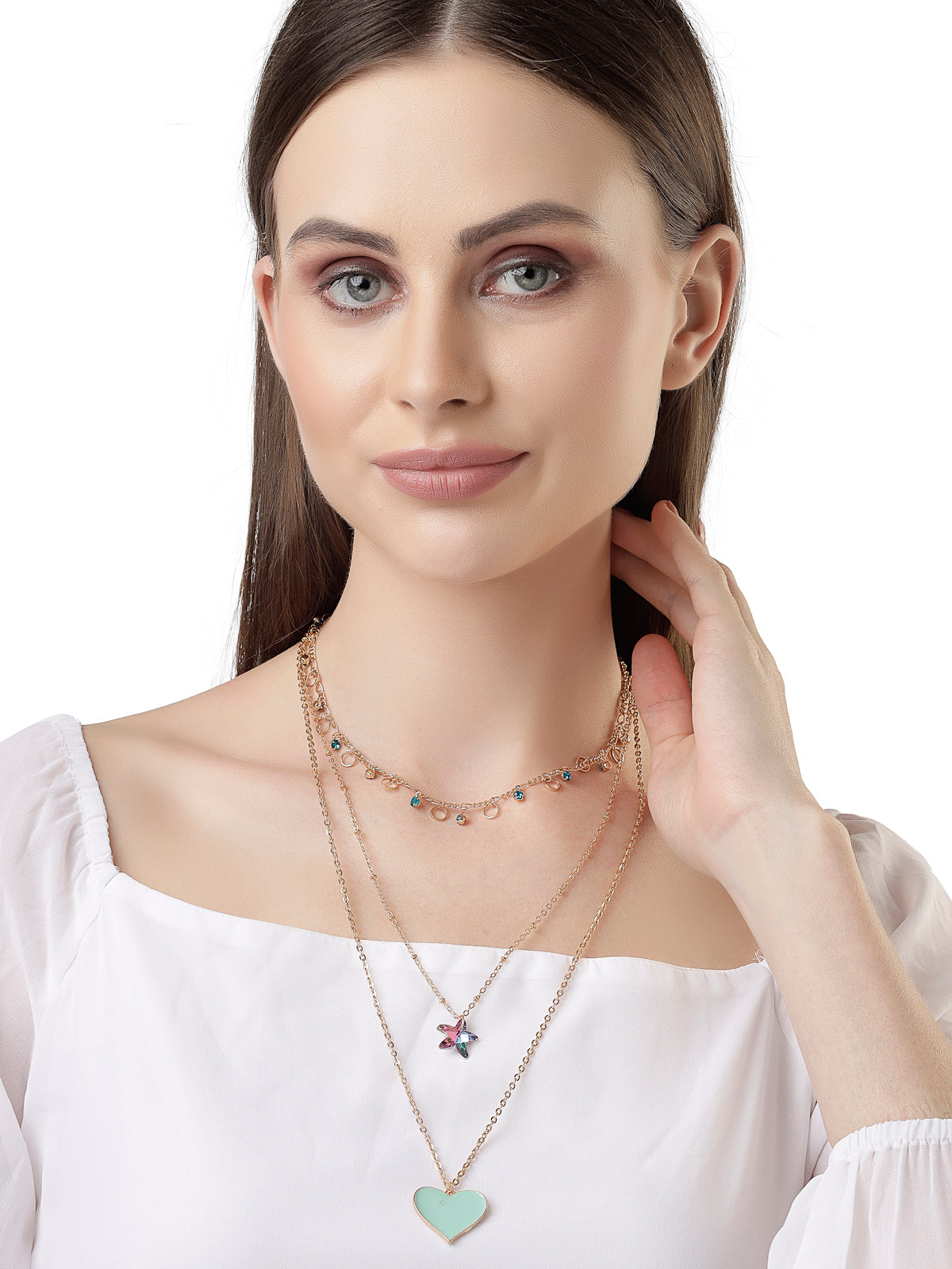 Scintillare by Sukkhi Decent Rhodium Plated Silver Heart Shaped With Lock Pendant Necklace for Women & Girls |Birthday Gift for Girls And Women Anniversary Gift for Wife| Gifts Collection|N106593