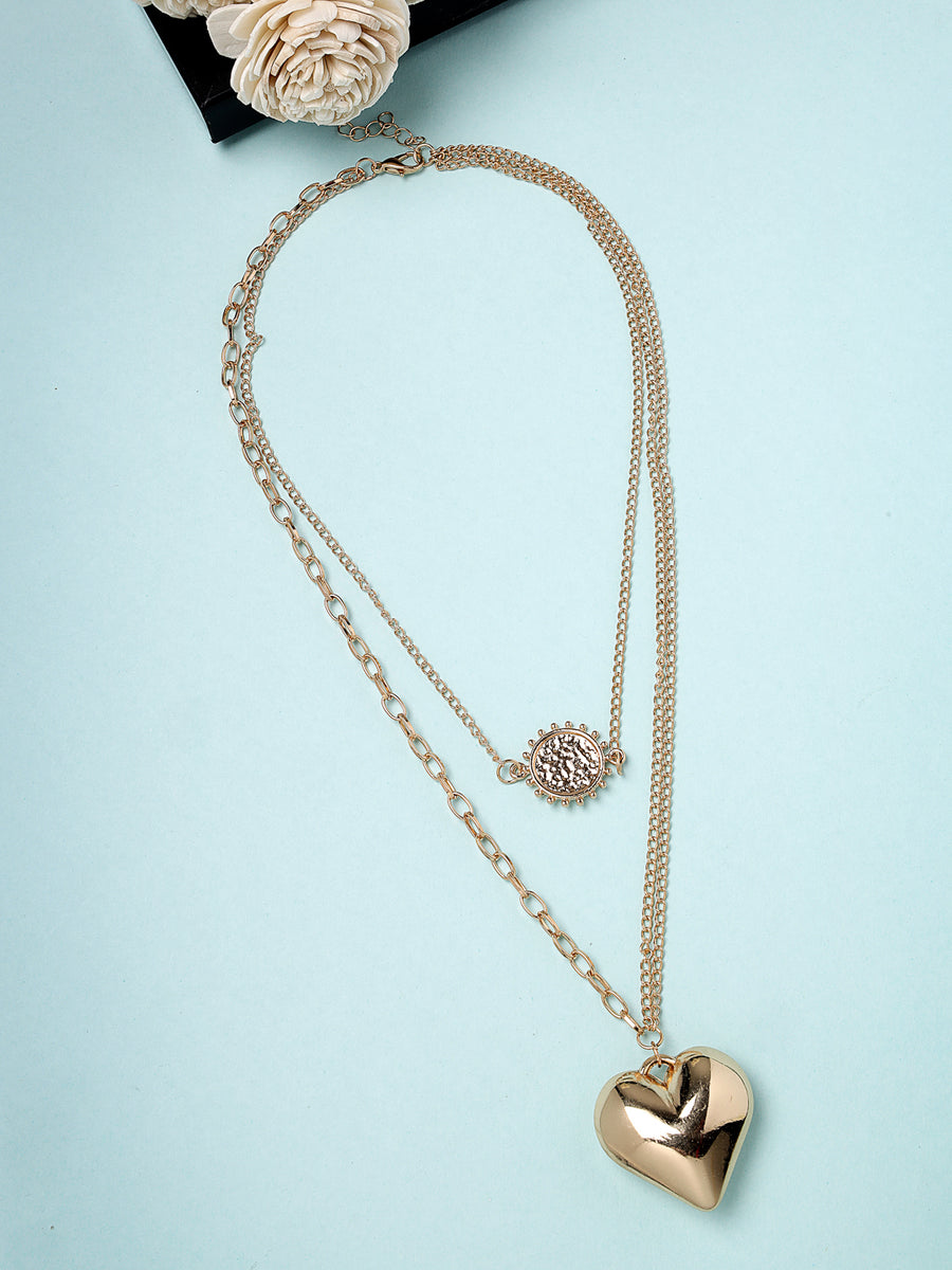 Scintillare by Sukkhi Eye-Catchy Gold Plated Heart Shaped & Multilayered Pendant Necklace for Women & Girls |Birthday Gift for girls & women Anniversary Gift for Wife|Valentine Gifts|N106590