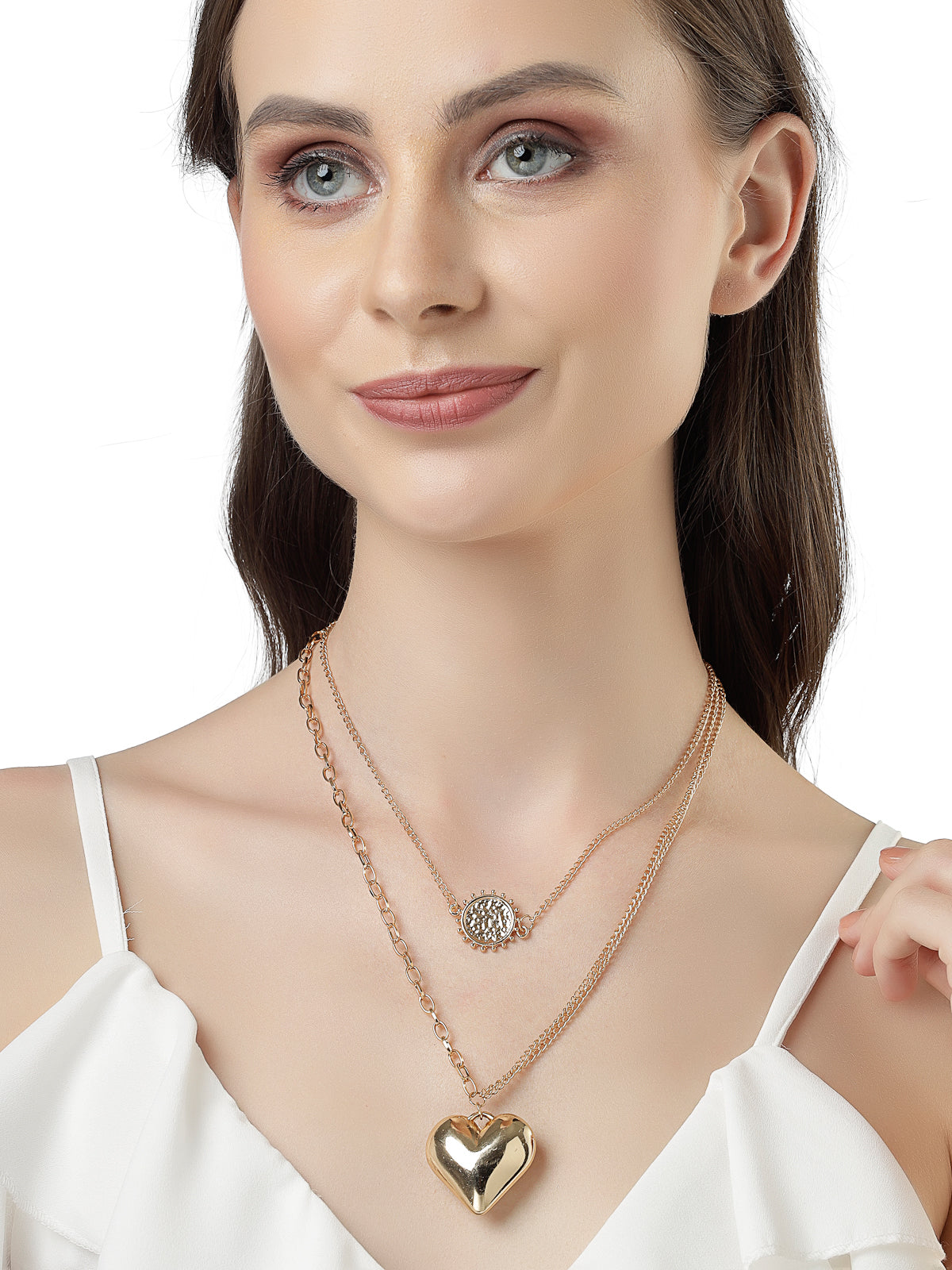 Scintillare by Sukkhi Eye-Catchy Gold Plated Heart Shaped & Multilayered Pendant Necklace for Women & Girls |Birthday Gift for girls & women Anniversary Gift for Wife|Valentine Gifts|N106590