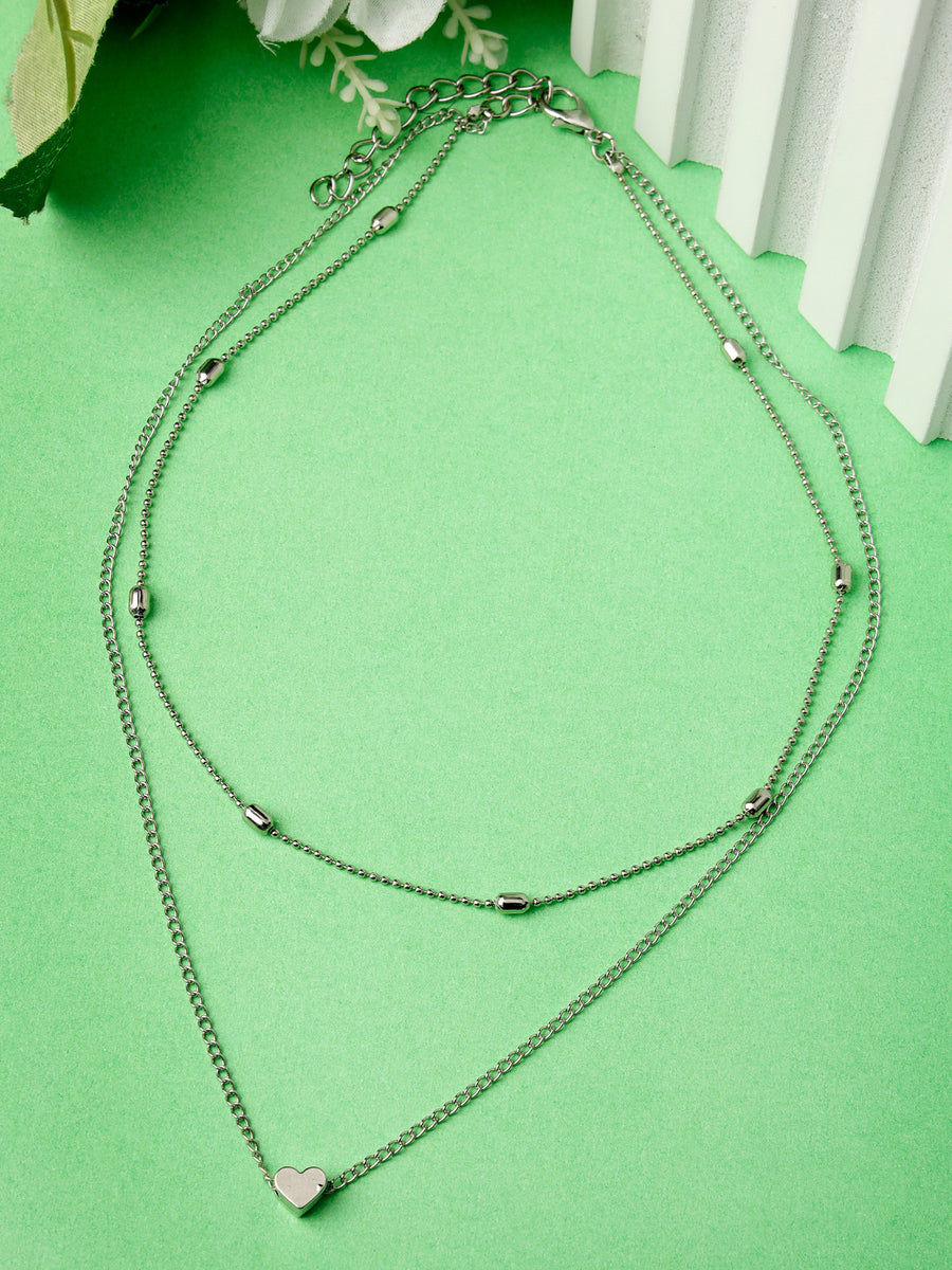 Scintillare by Sukkhi Elegant Stylish Rhodium Plated Mini Heart Contemporary Pendant Necklace for Women & Girls |Birthday Gift for Girls And Women Anniversary Gift for Wife| Gifts Collection|N106614