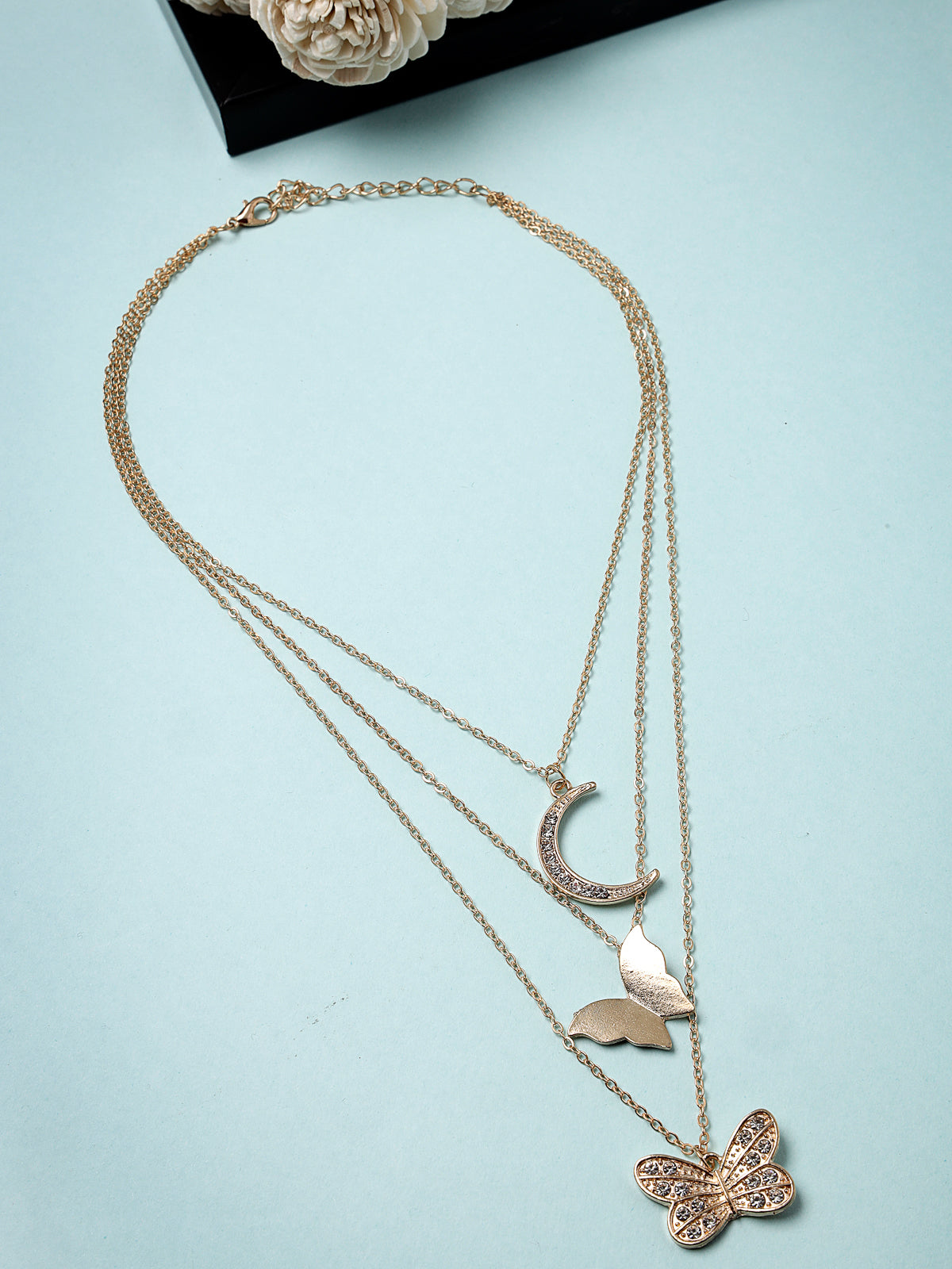 Scintillare by Sukkhi Beautiful Multistyle Gold Plated 3 Layered Butterfly Moon Pendant Necklace for Women & Girls |Birthday Gift for Girls And Women Anniversary Gift for Wife| Gifts|N106618