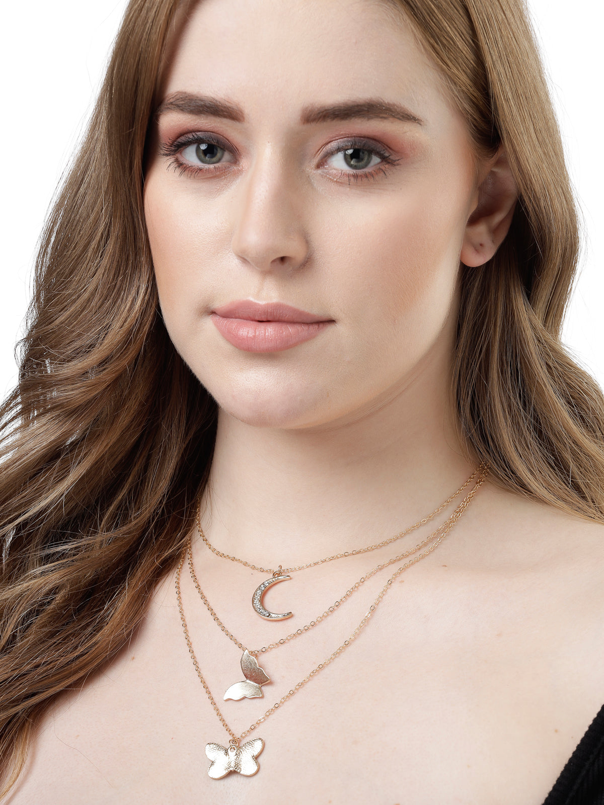 Scintillare by Sukkhi Beautiful Multistyle Gold Plated 3 Layered Butterfly Moon Pendant Necklace for Women & Girls |Birthday Gift for Girls And Women Anniversary Gift for Wife| Gifts|N106618