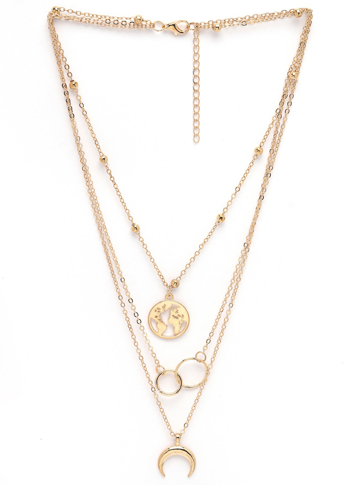 Scintillare by Sukkhi 3 Latest Stylish Multilayer Non Precious Base Metal Gold Plated Chain Pendant Necklace for Women|Birthday Gift for Girls And Women Anniversary Gift for Wife|Gifts |N106624