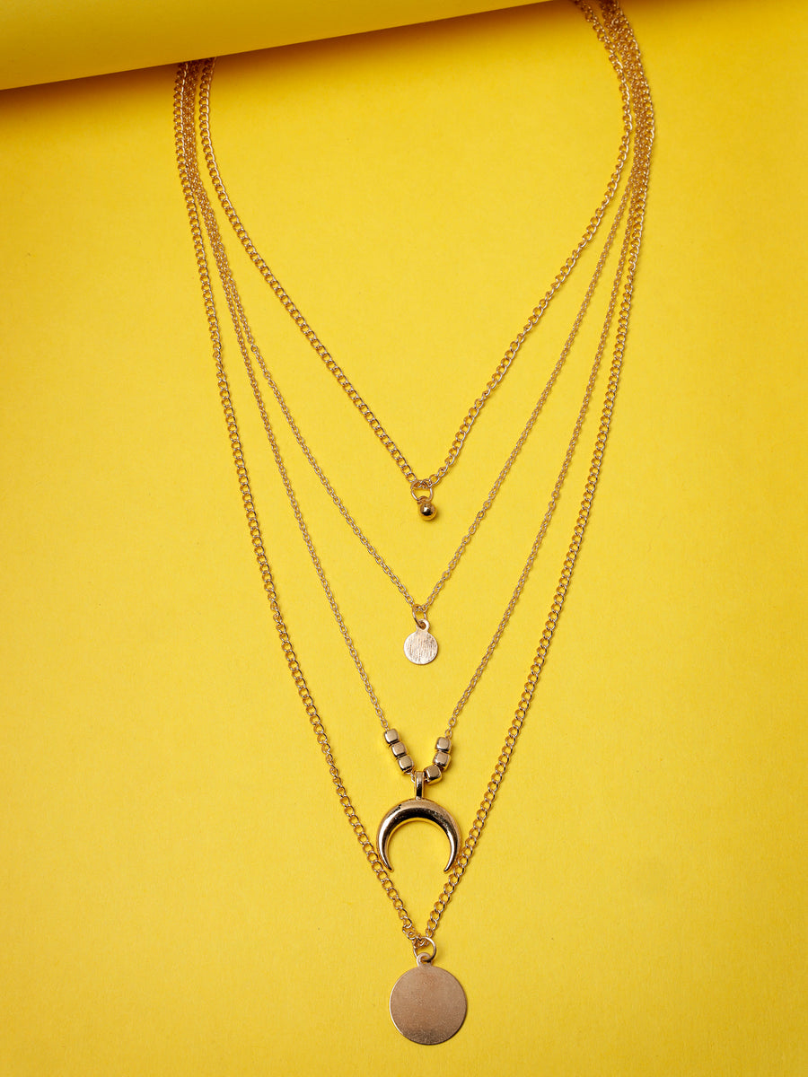 Scintillare by Sukkhi Stylish Multilayer Gold Plated Chain Pendant Necklace for Women & Girls |Birthday Gift for Girls And Women Anniversary Gift for Wife| Gifts Collection|N106623