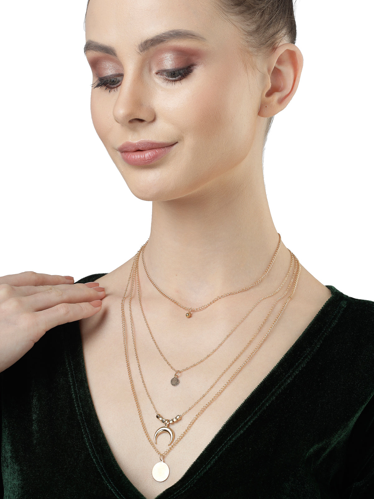 Scintillare by Sukkhi Stylish Multilayer Gold Plated Chain Pendant Necklace for Women & Girls |Birthday Gift for Girls And Women Anniversary Gift for Wife| Gifts Collection|N106623