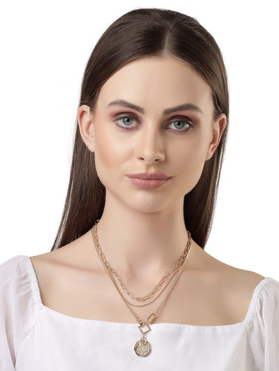 Scintillare by Sukkhi Iconic Fashionable Heart Multilayered Gold Plated Pendant Necklace for Women & Girls |Birthday Gift for Girls And Women Anniversary Gift for Wife| Valentine Day Gifts|N106729