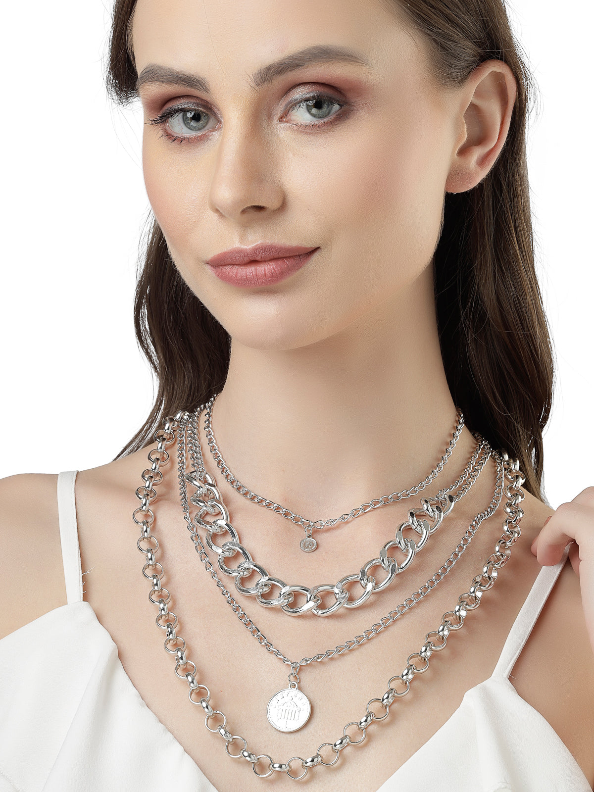 Scintillare by Sukkhi Delicate Multilayered Rhodium Plated Crystals Stones Pendant Necklace for Women & Girls |Birthday Gift for Girls And Women Anniversary Gift for Wife| Gifts Collection|N106726