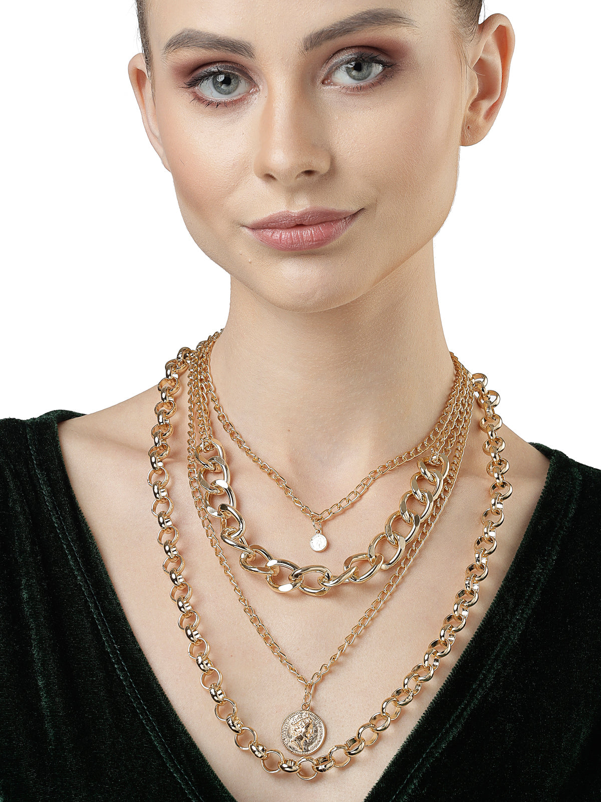 Scintillare by Sukkhi Eye-Catchy Gold Plated Multilayered Collarbone Necklace for Women & Girls |Birthday Gift for Girls And Women Anniversary Gift for Wife| Gifts Collection|N106727