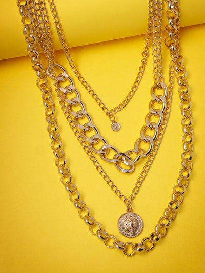 Scintillare by Sukkhi Iconic Fashionable Heart Multilayered Gold Plated Pendant Necklace for Women & Girls |Birthday Gift for Girls And Women Anniversary Gift for Wife| Valentine Day Gifts|N106729