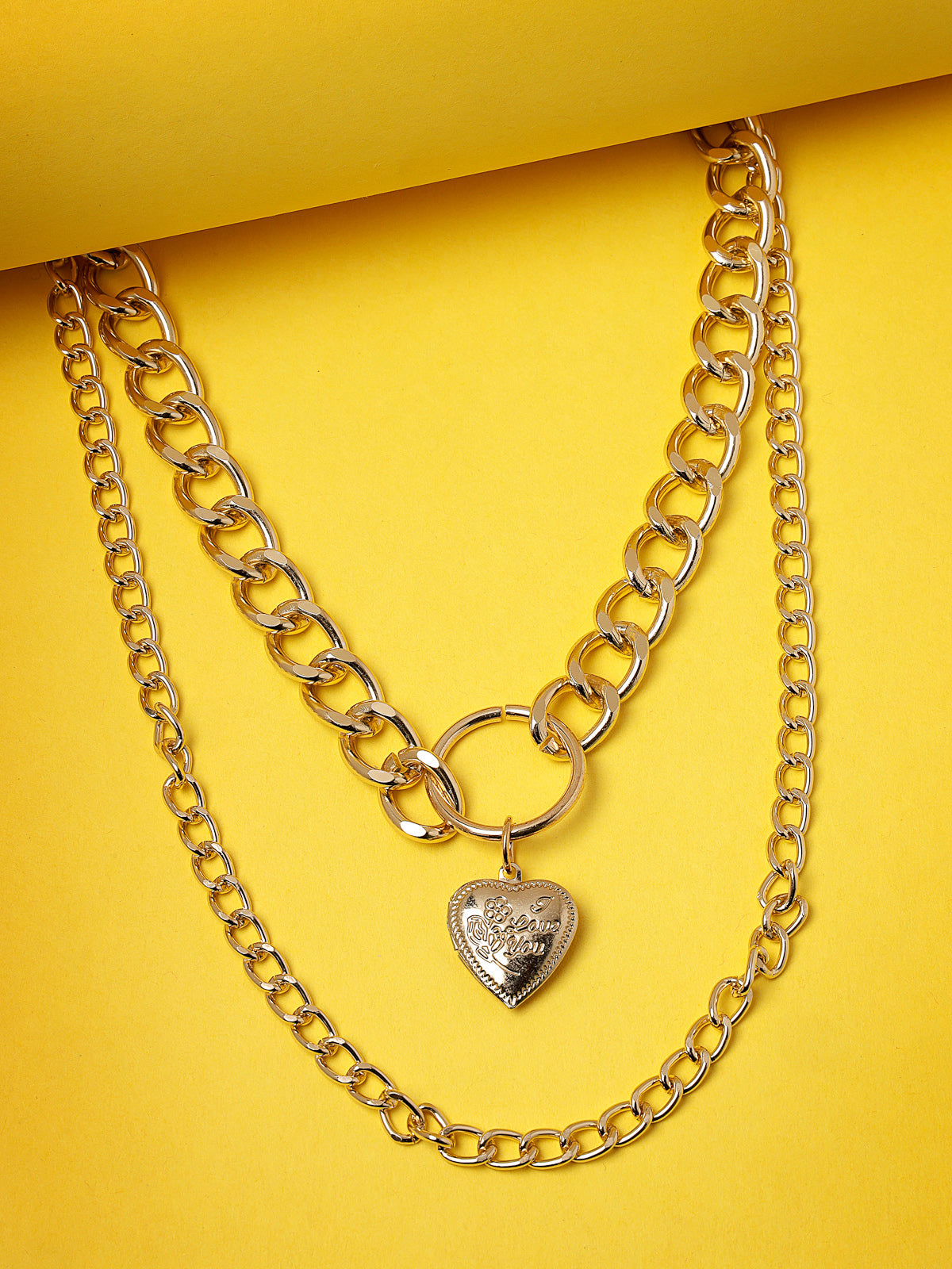 Scintillare by Sukkhi Iconic Fashionable Heart Multilayered Gold Plated Pendant Necklace for Women & Girls |Birthday Gift for Girls And Women Anniversary Gift for Wife| Valentine Day Gifts|N106729