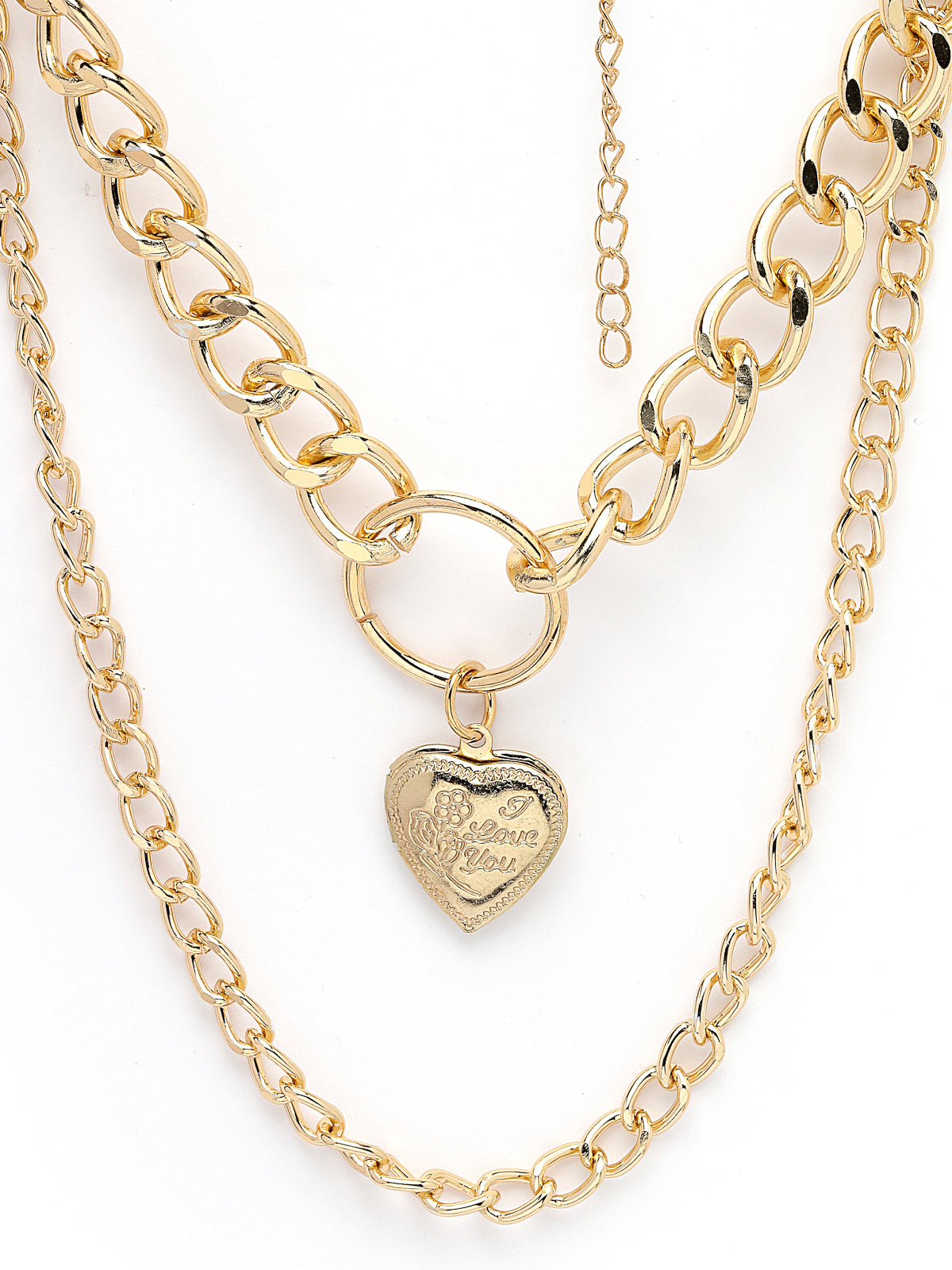 Scintillare by Sukkhi Adorable Heart Shaped With Gold Plated 2 Layered Pendant Necklace Metal Chain for Women & Girls |Birthday Gift for Girls And Women Anniversary Gift for Wife|N106742