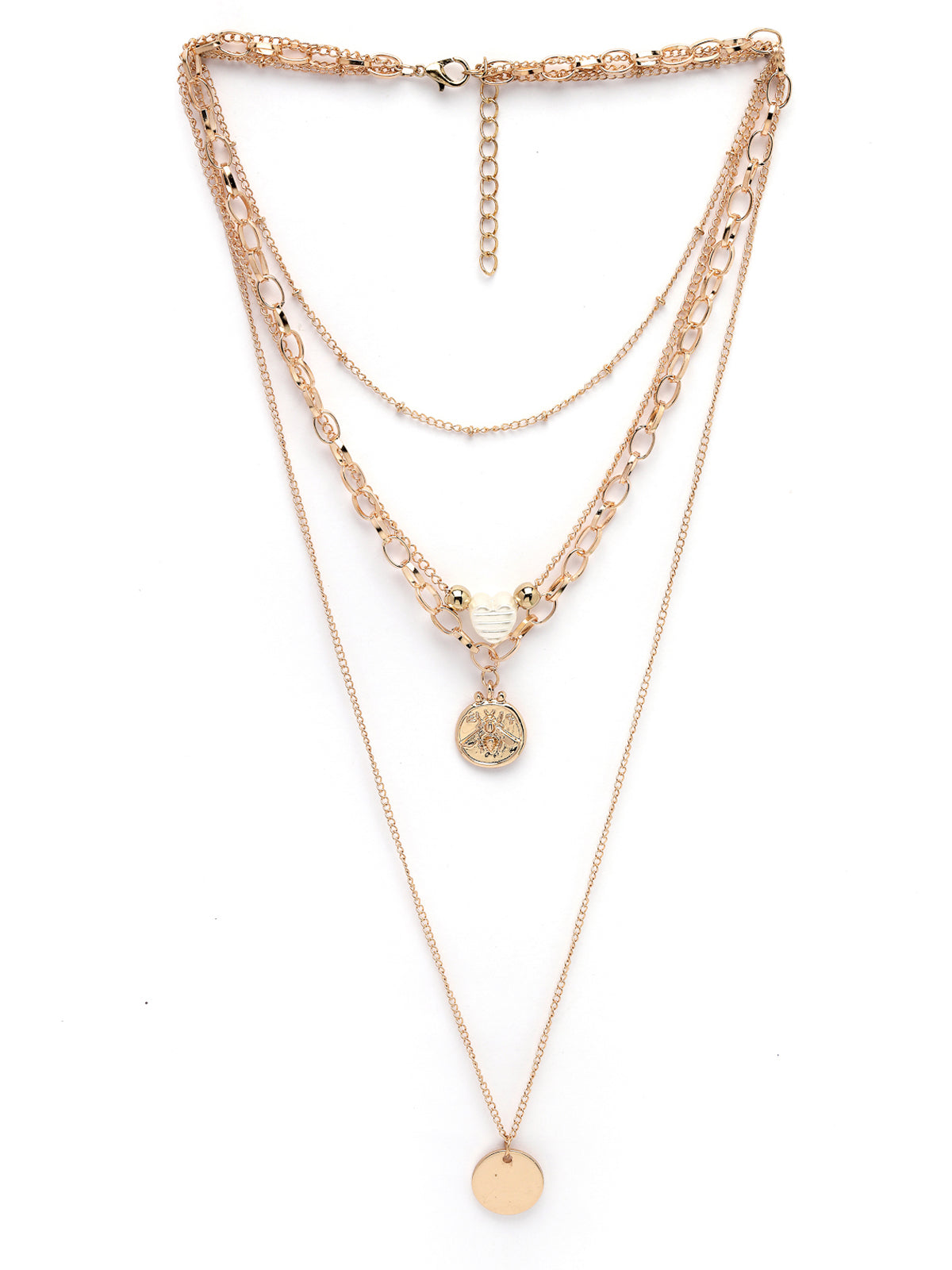 Scintillare by Sukkhi Adorable Heart Shaped With Gold Plated 2 Layered Pendant Necklace Metal Chain for Women & Girls |Birthday Gift for Girls And Women Anniversary Gift for Wife|N106742