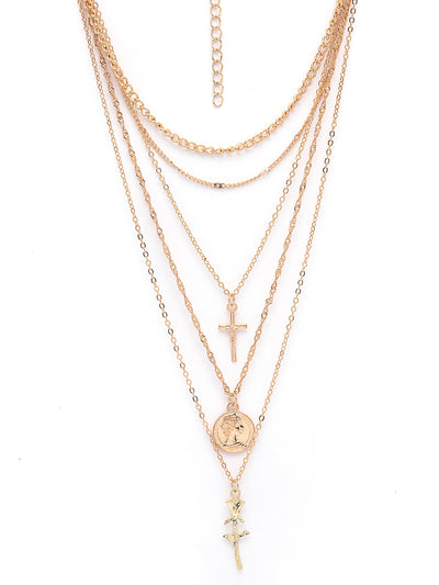 Scintillare by Sukkhi Bewitching 2 Heart Shaped With 3 Layered Gold Plated Pendant Necklace for Women & Girls|Birthday Gift for Girls And Women Anniversary Gift for Wife|Valentine Day Gifts|N106745