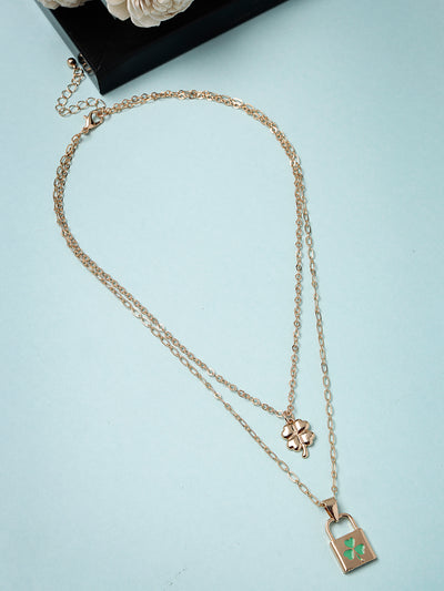 Scintillare by Sukkhi Adorable Heart Shaped With Gold Plated 2 Layered Pendant Necklace Metal Chain for Women & Girls |Birthday Gift for Girls And Women Anniversary Gift for Wife|N106742