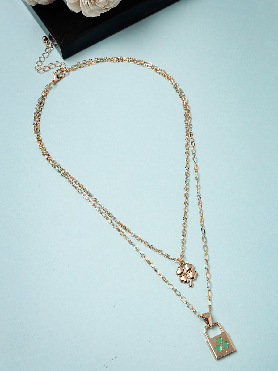 Scintillare by Sukkhi Adorable Heart Shaped With Gold Plated 2 Layered Pendant Necklace Metal Chain for Women & Girls |Birthday Gift for Girls And Women Anniversary Gift for Wife|N106742