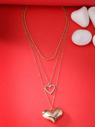 Scintillare by Sukkhi Bewitching 2 Heart Shaped With 3 Layered Gold Plated Pendant Necklace for Women & Girls|Birthday Gift for Girls And Women Anniversary Gift for Wife|Valentine Day Gifts|N106745
