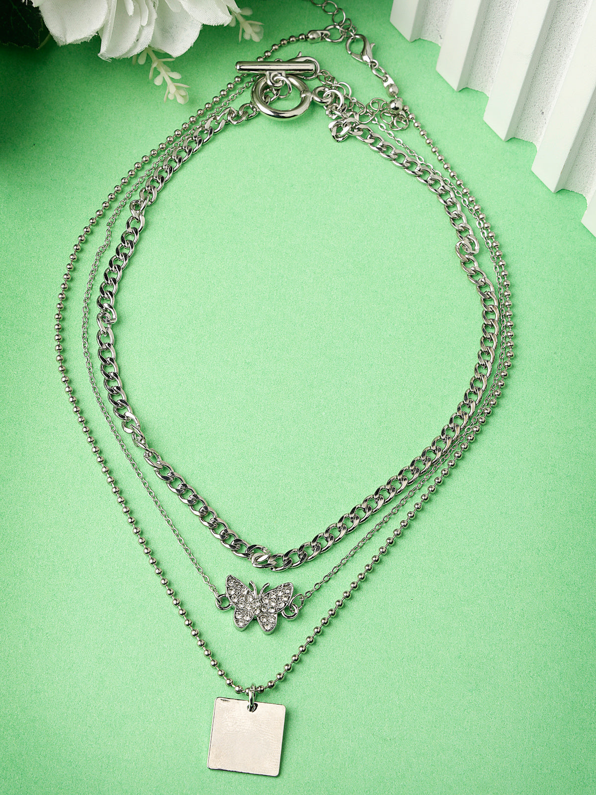 Scintillare by Sukkhi Designer Rhodium Plated Multilayered Pendant Necklace for Women & Girls |Birthday Gift for Girls And Women Anniversary Gift for Wife| Gifts Collection|N106756