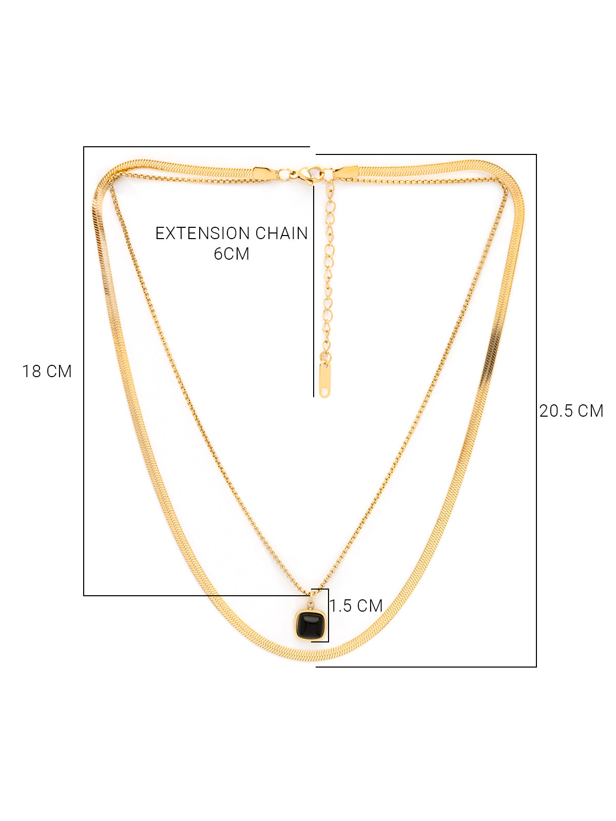 Scintillare By Sukkhi Stylish Gold Plated Black Square Pendant with Stainless Steel Double Chain Necklace Jewellery for Women & Girls|Anti Tarnish Jewellery|Gifts for Wife Girlfriend Mother|N107008