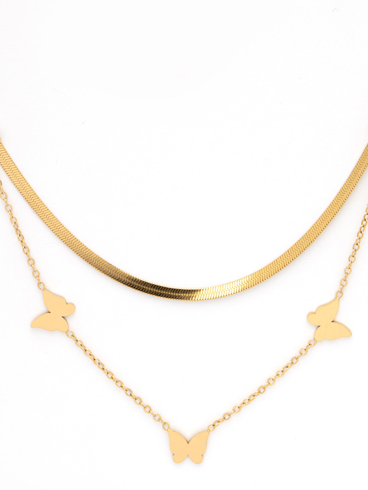 Scintillare By Sukkhi 18k Gold Plated Butterfly with Stainless Steel Double Chain Pendant Necklace Jewellery for Women & Girls|Anti Tarnish Jewellery|Gifts for Wife Girlfriend Mother Sister|N107009