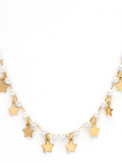 Scintillare By Sukkhi Gold Plated with Charming Stars Pearls Stainless Steel Chain Pendant Necklace Jewellery for Women & Girls|Anti Tarnish Jewellery|Gifts for Wife Girlfriend Mother Sister|N107017