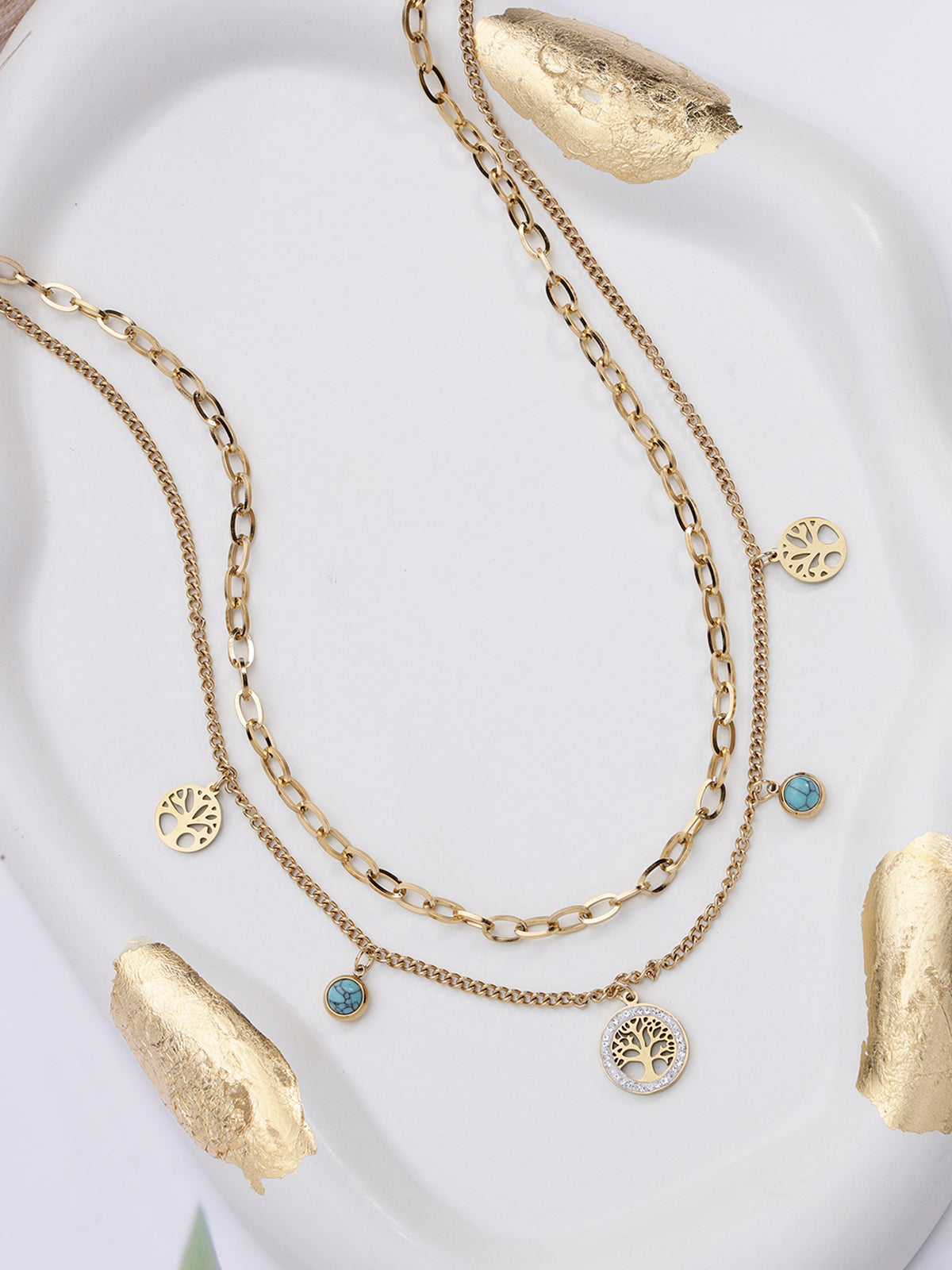 Scintillare By Sukkhi Kalpavriksha Pendant Tree of Life with Gold Plating Stainless Steel Double Chain Necklace Jewellery for Women&Girls|Anti Tarnish Jewellery|Gift for Wife Girlfriend Mother|N107019