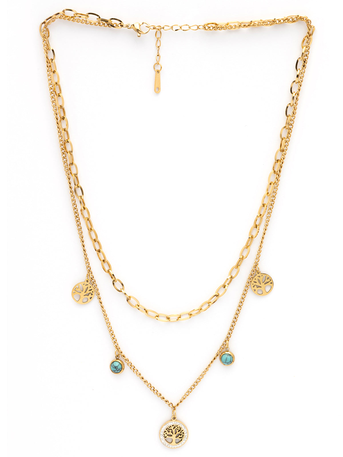 Scintillare By Sukkhi Kalpavriksha Pendant Tree of Life with Gold Plating Stainless Steel Double Chain Necklace Jewellery for Women&Girls|Anti Tarnish Jewellery|Gift for Wife Girlfriend Mother|N107019