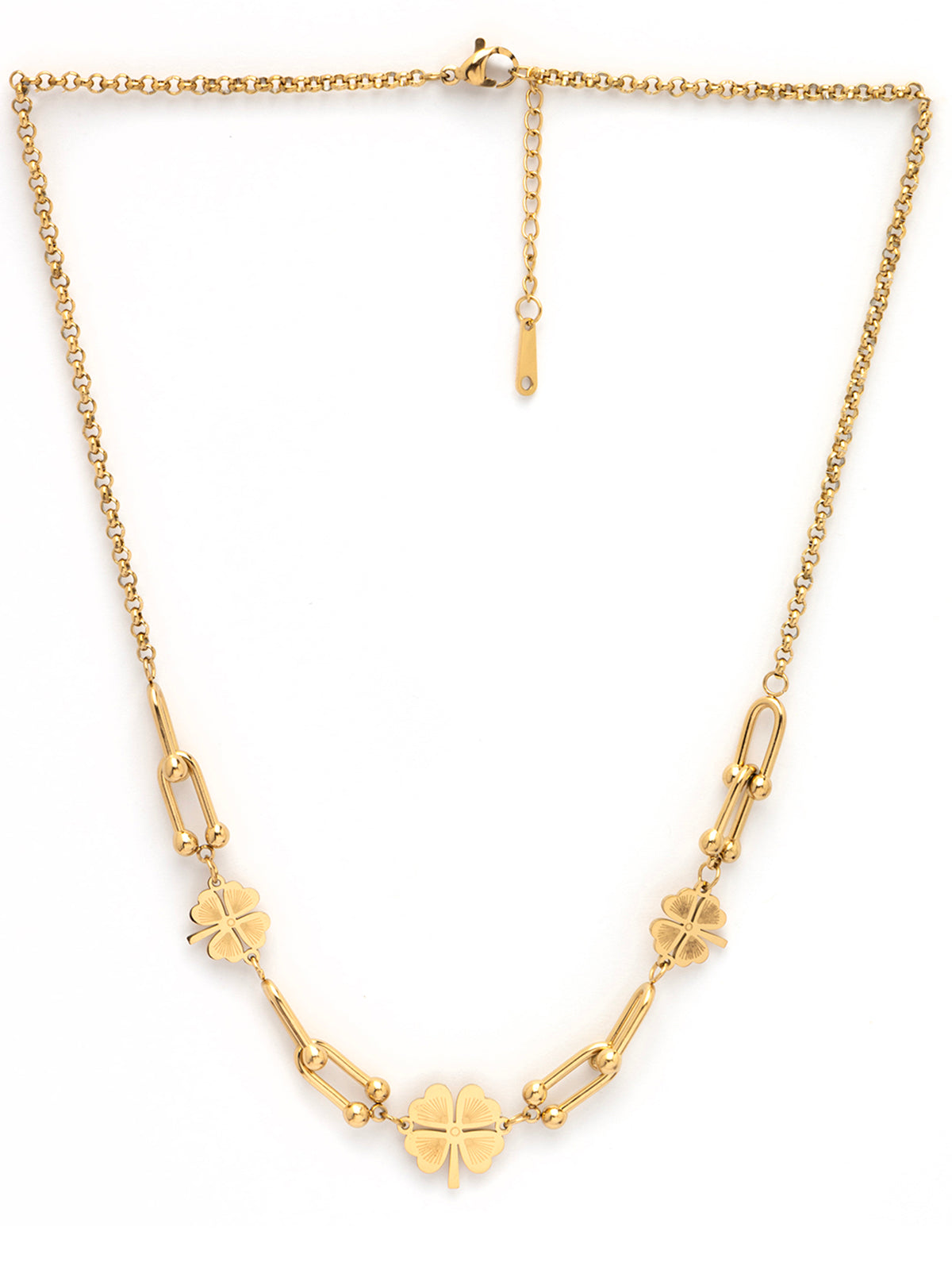 Scintillare By Sukkhi Clover Leaf with 18kGold Plated Stainless Steel Chain Pendant Necklace Jewellery for Women & Girls|Anti Tarnish Jewellery|Gifts for Wife Girlfriend Mother Sister|N107020