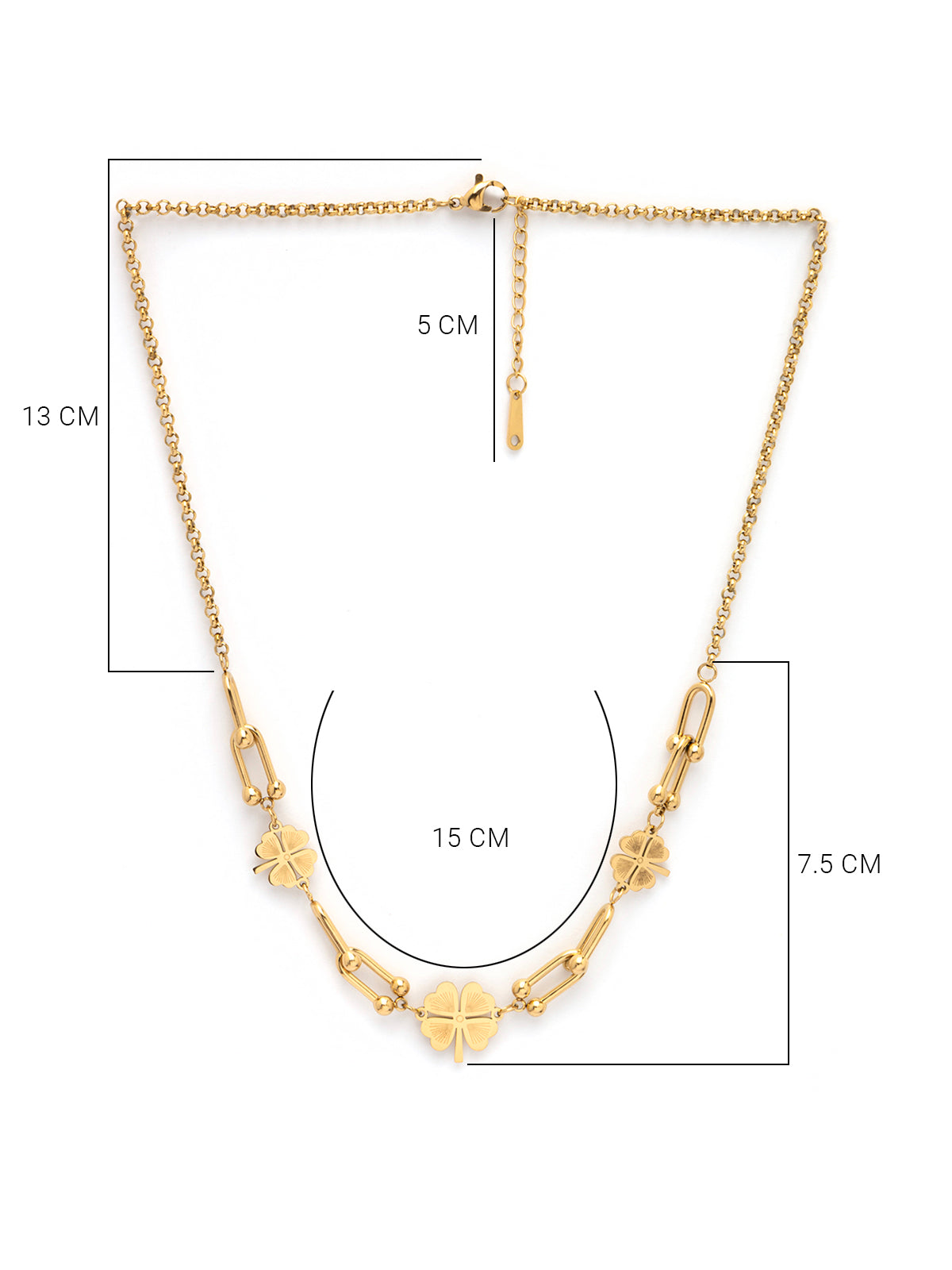 Scintillare By Sukkhi Clover Leaf with 18kGold Plated Stainless Steel Chain Pendant Necklace Jewellery for Women & Girls|Anti Tarnish Jewellery|Gifts for Wife Girlfriend Mother Sister|N107020