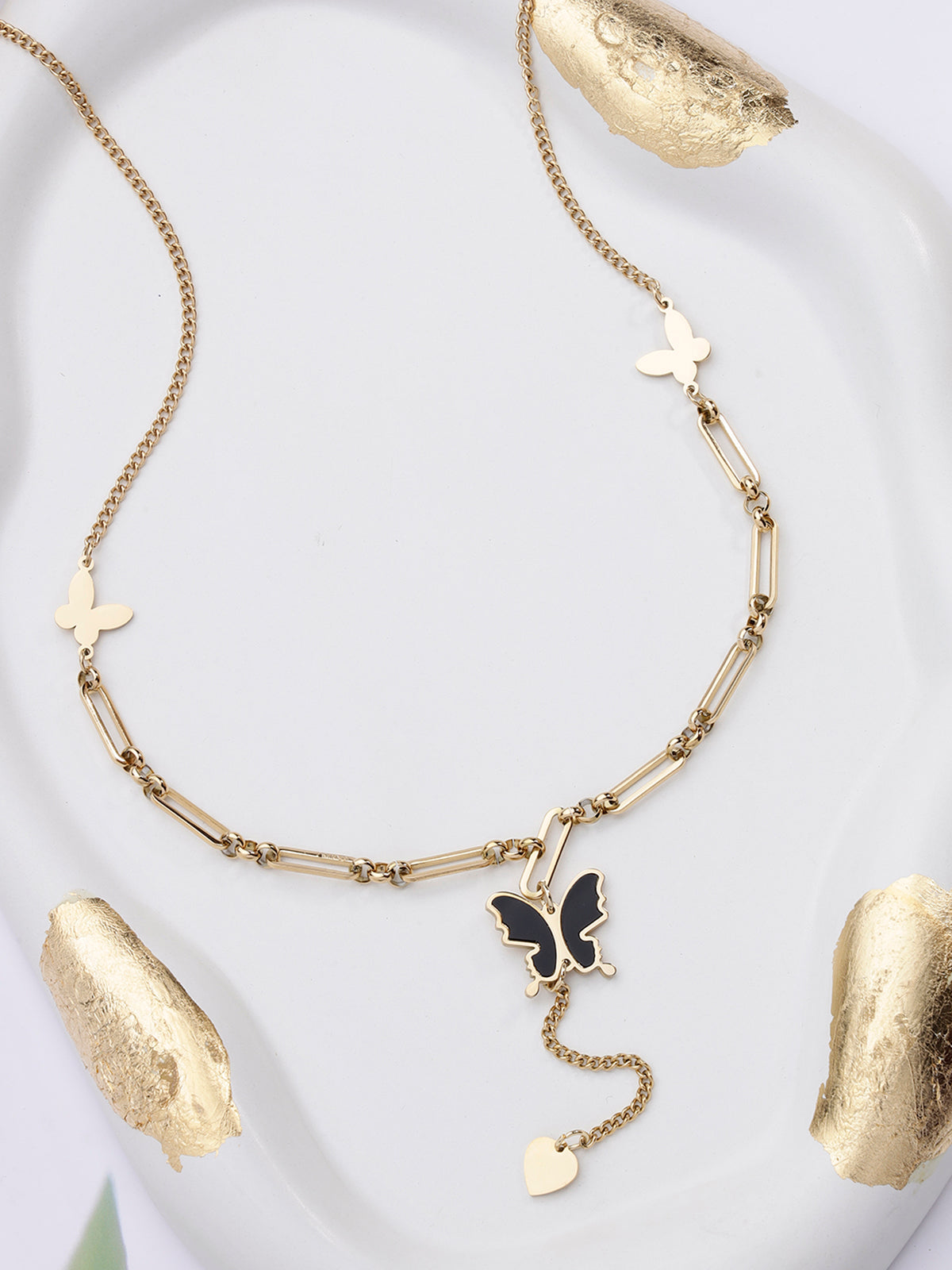 Scintillare By Sukkhi Stylish Butterfly Charm Pendant with 18kGold Plated Stainless Steel Chain Necklace Jewellery for Women&Girls|Anti Tarnish Jewellery|Gift for Wife Girlfriend Mother Sister|N107024