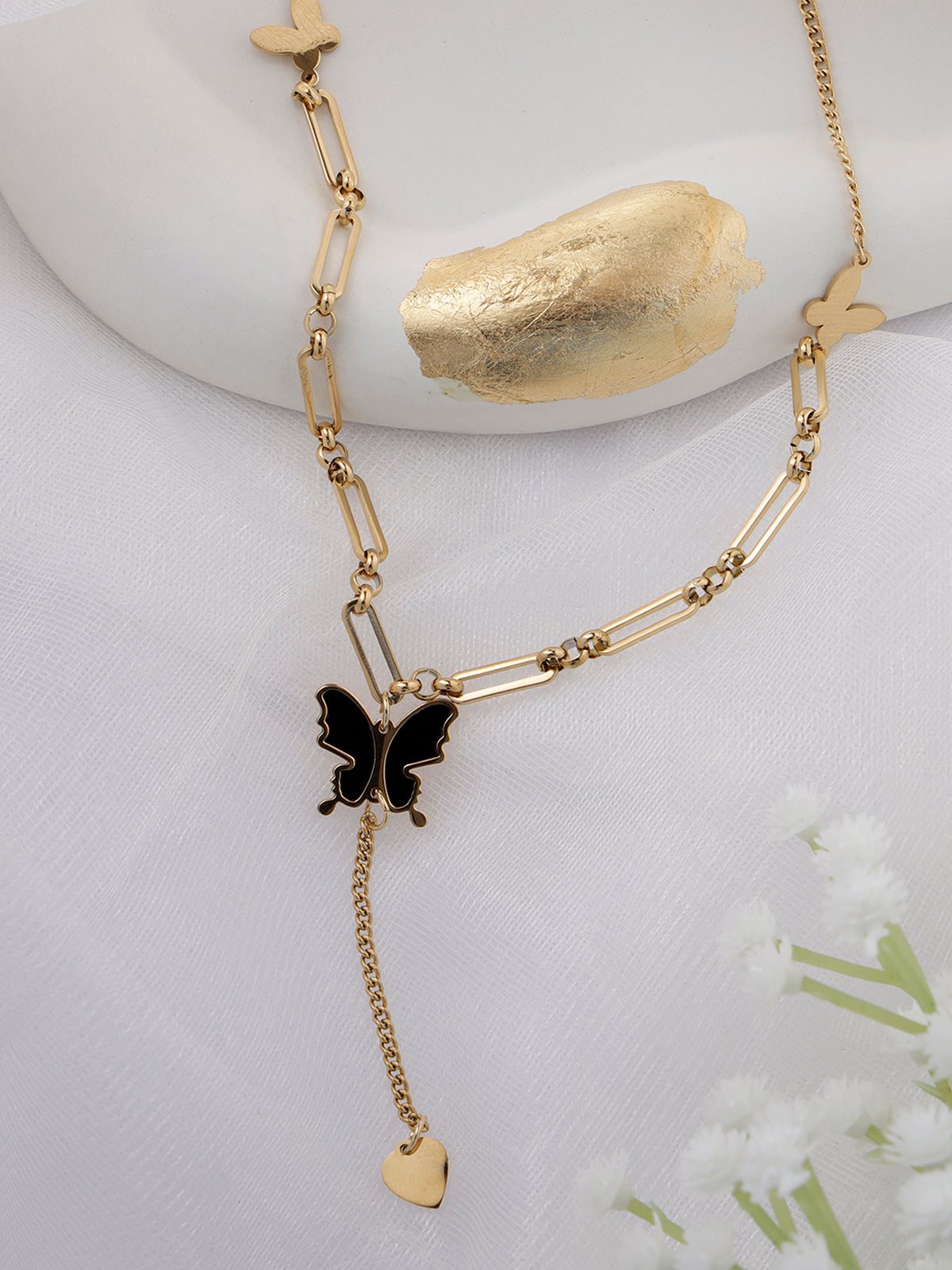 Scintillare By Sukkhi Stylish Butterfly Charm Pendant with 18kGold Plated Stainless Steel Chain Necklace Jewellery for Women&Girls|Anti Tarnish Jewellery|Gift for Wife Girlfriend Mother Sister|N107024