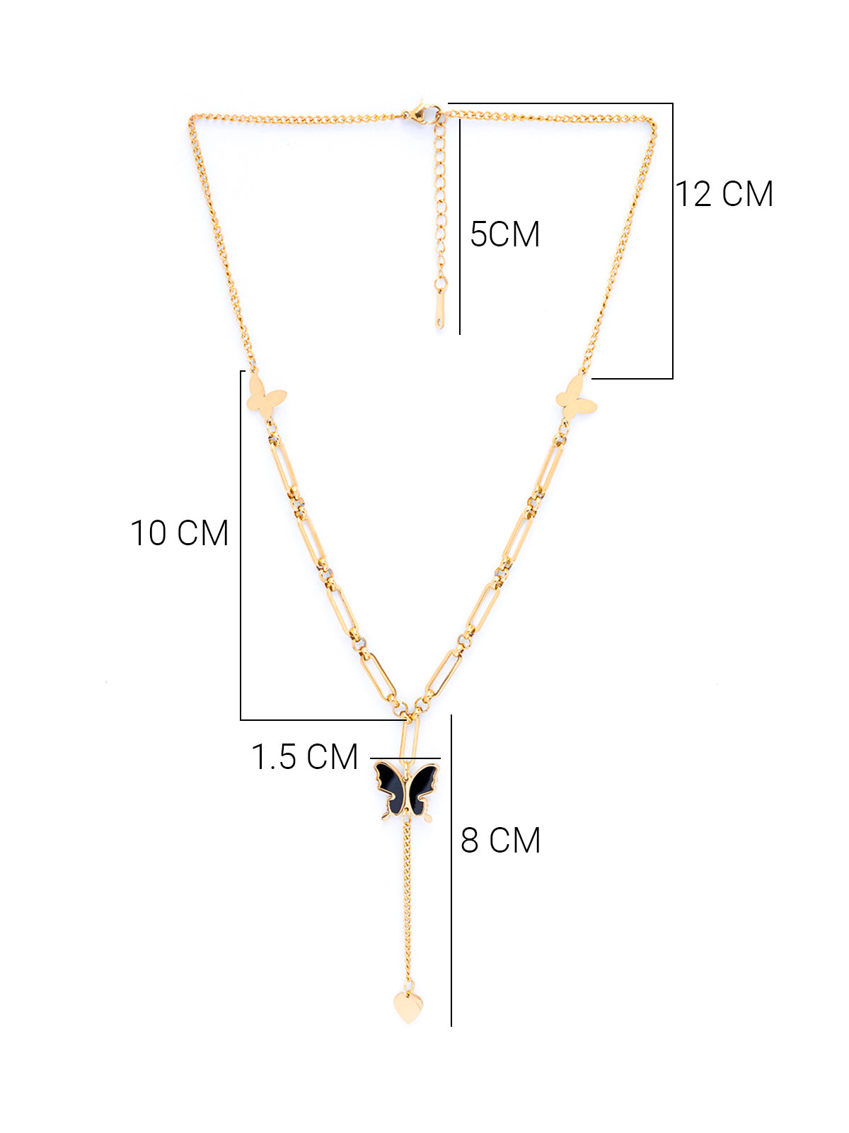 Scintillare By Sukkhi Stylish Butterfly Charm Pendant with 18kGold Plated Stainless Steel Chain Necklace Jewellery for Women&Girls|Anti Tarnish Jewellery|Gift for Wife Girlfriend Mother Sister|N107024