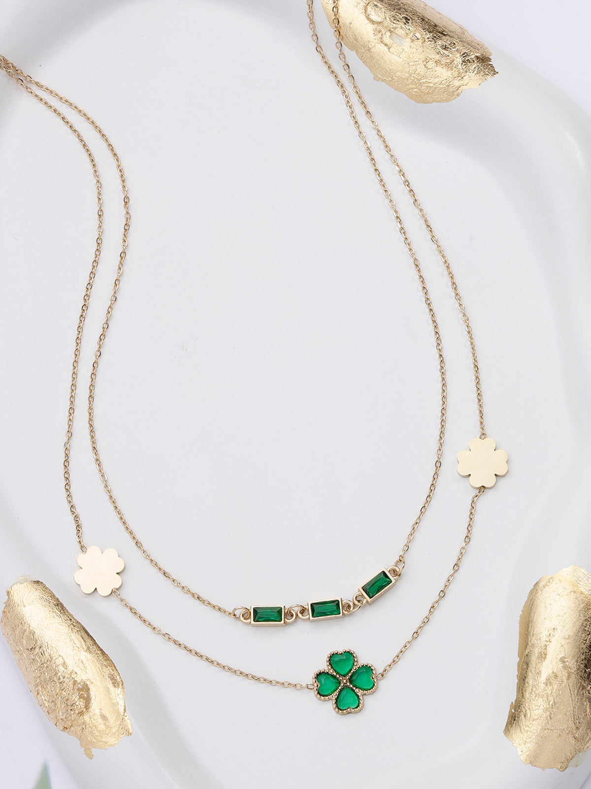 Scintillare By Sukkhi Crystal Heart Charm 18kGold Plated Stainless Steel Double Chain Pendant Necklace Jewellery for Women & Girls|Anti Tarnish Jewellery|Gift for Wife Girlfriend Mother Sister|N107065