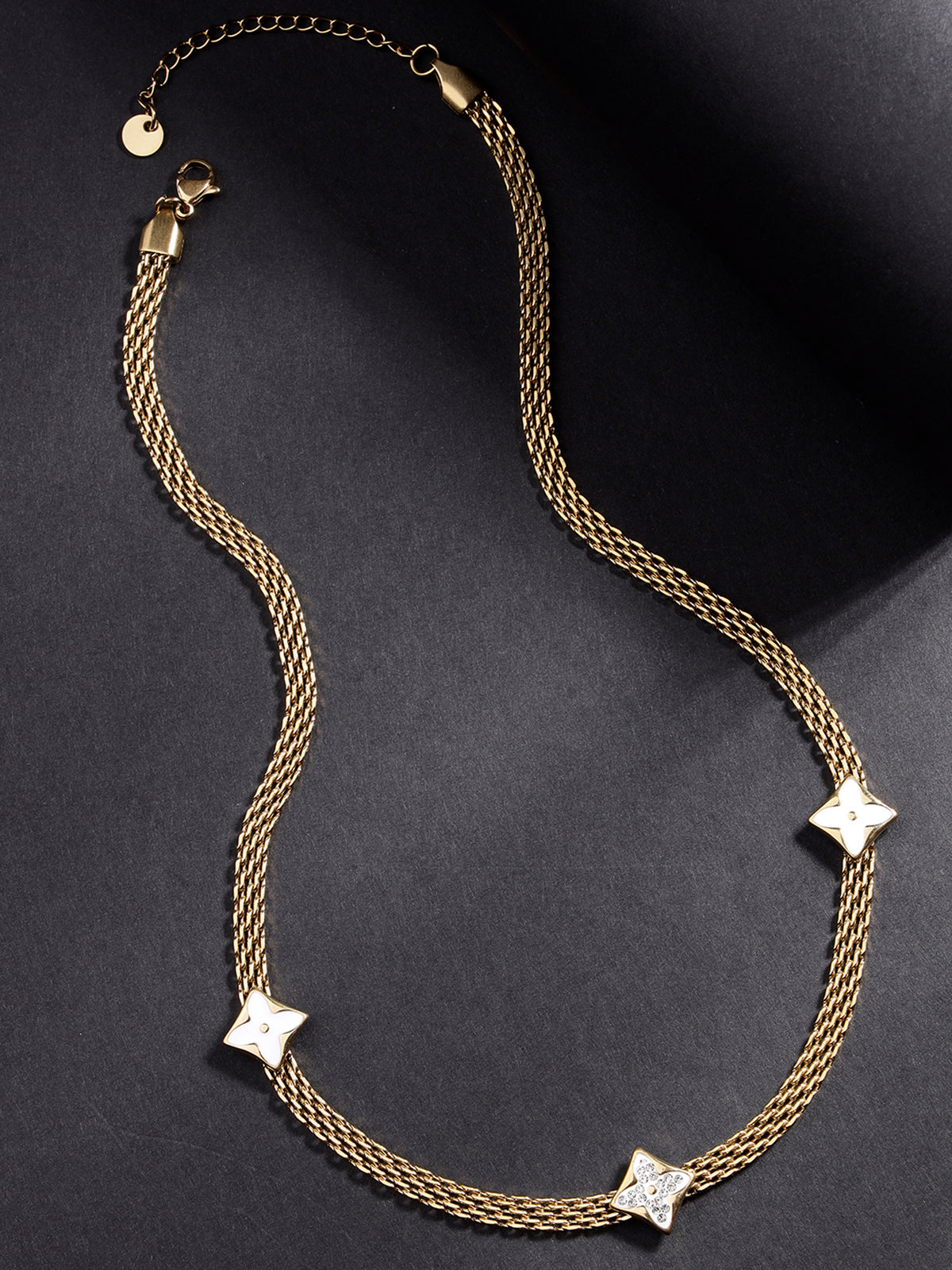 Scintillare By Sukkhi Chunky 18k Gold Plated Crystal Stones Stainless Steel Chain Pendant Necklace Jewellery for Women & Girls|Anti Tarnish Jewellery|Gifts for Wife Girlfriend Mother Sister|N107067