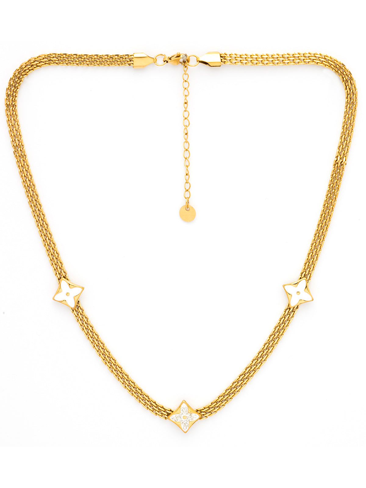 Scintillare By Sukkhi Chunky 18k Gold Plated Crystal Stones Stainless Steel Chain Pendant Necklace Jewellery for Women & Girls|Anti Tarnish Jewellery|Gifts for Wife Girlfriend Mother Sister|N107067