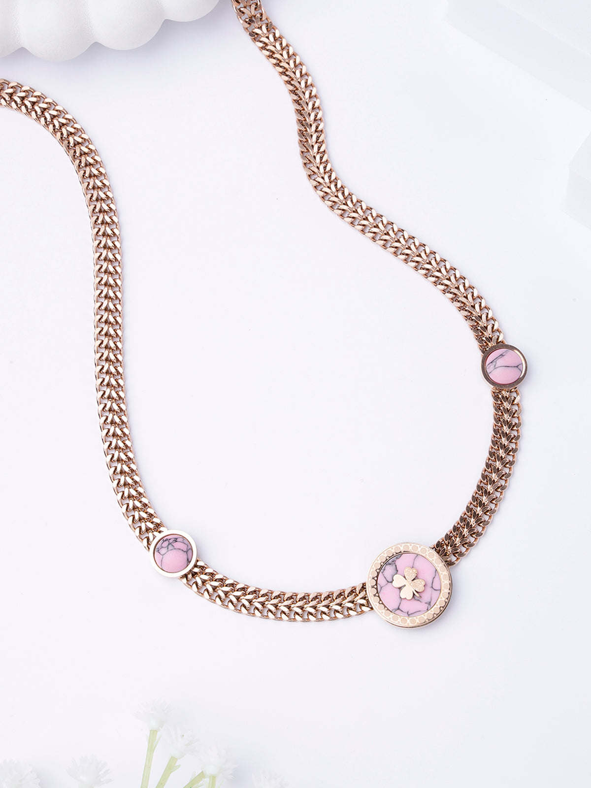 Scintillare By Sukkhi Charming 18k Gold Plated with Stainless Steel Purple Chunky Necklace Pendant Chain Jewellery for Women & Girls|Anti Tarnish Jewellery|Gifts for Wife Girlfriend Mother|N107068