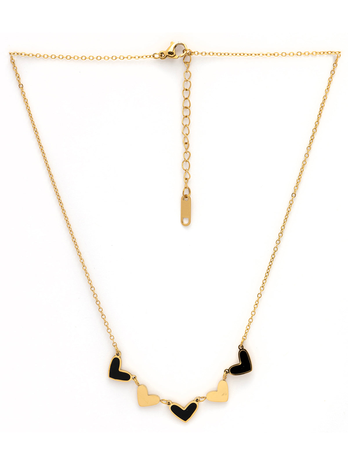 Scintillare By Sukkhi Heart Shaped 18k Gold Plated with Stainless Steel Black White Chain Pendant Necklace Jewellery for Women & Girls|Anti Tarnish Jewellery|Gifts for Wife Girlfriend Mother|N107069