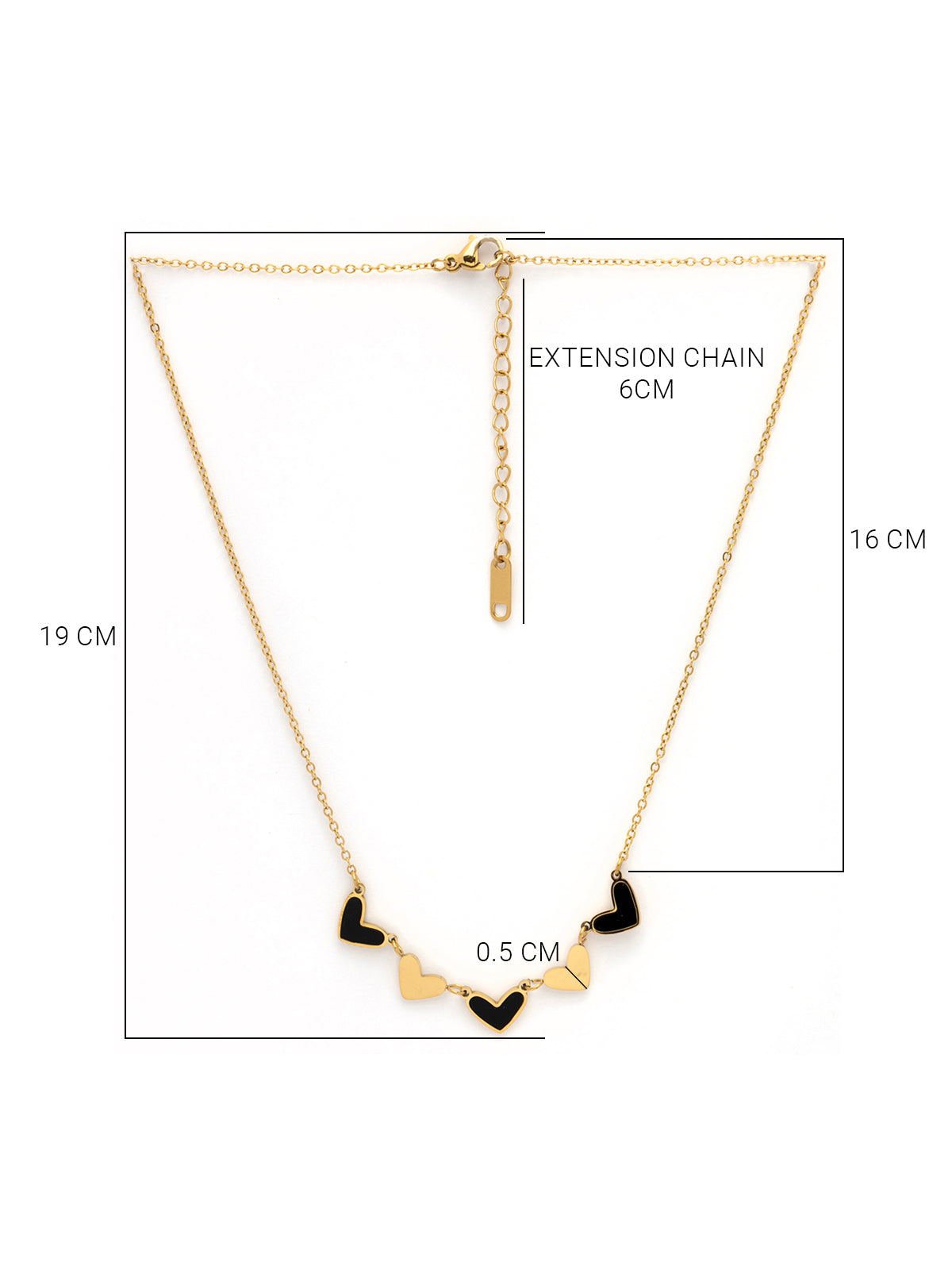 Scintillare By Sukkhi Heart Shaped 18k Gold Plated with Stainless Steel Black White Chain Pendant Necklace Jewellery for Women & Girls|Anti Tarnish Jewellery|Gifts for Wife Girlfriend Mother|N107069