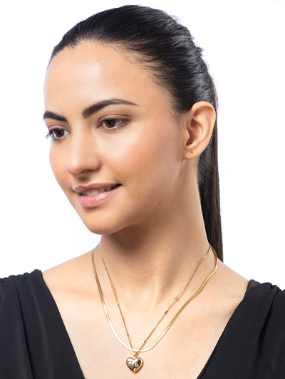 Scintillare By Sukkhi Simple Chain With Heart Attractive Multi Wearing Pendant with Stainless Steel Chain Necklace Jewellery for Women|Anti Tarnish Jewellery|Gift for Wife Girlfriend Mother|N107070