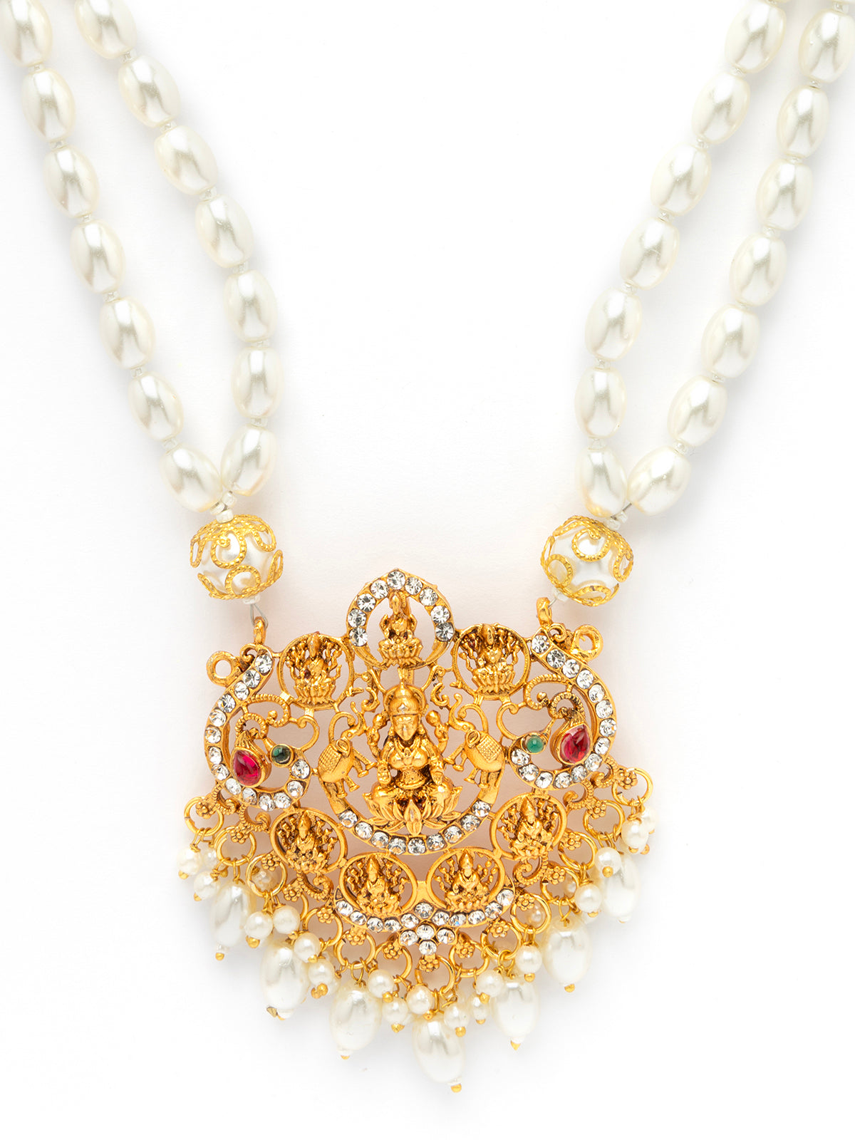 Sukkhi Classic Laxmi Design Style 18k Gold Plated White Pearl Necklace Jewellery for Women & Girls|N107074