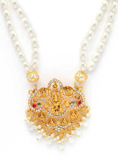 Sukkhi Classic Laxmi Design Style 18k Gold Plated White Pearl Necklace Jewellery for Women & Girls|N107074