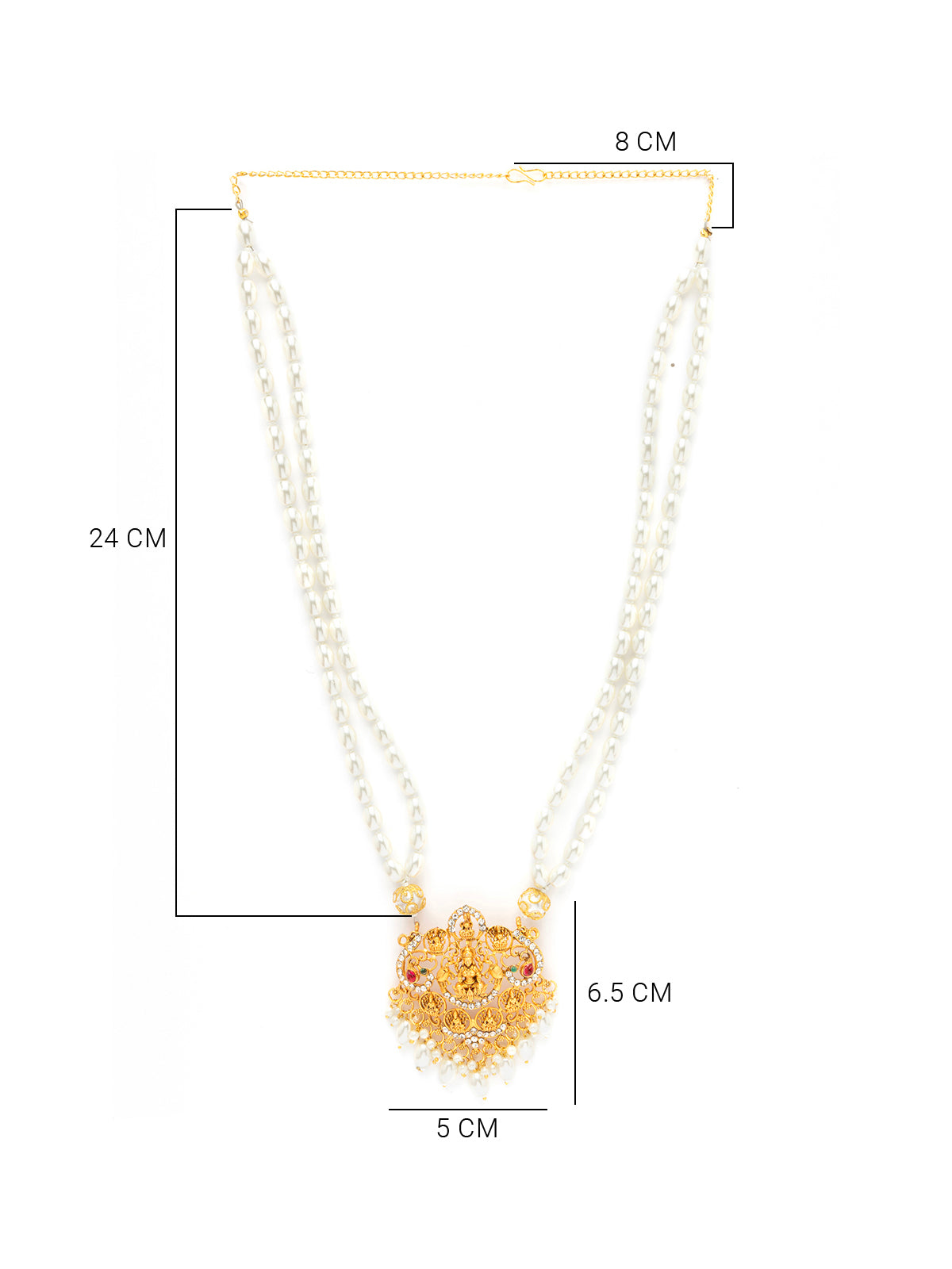 Sukkhi Classic Laxmi Design Style 18k Gold Plated White Pearl Necklace Jewellery for Women & Girls|N107074