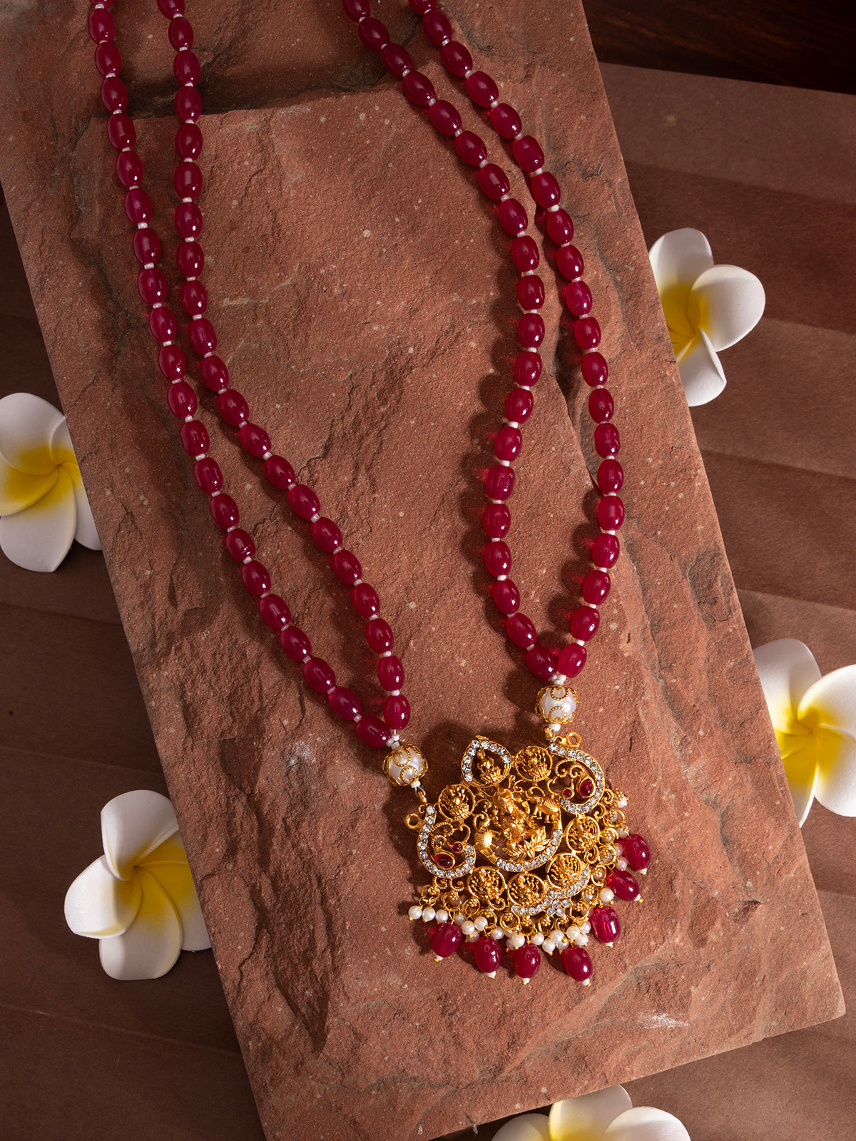 Sukkhi Classic Laxmi Design Style 18k Gold Plated Rani Pink Necklace Jewellery for Women & Girls|N107075